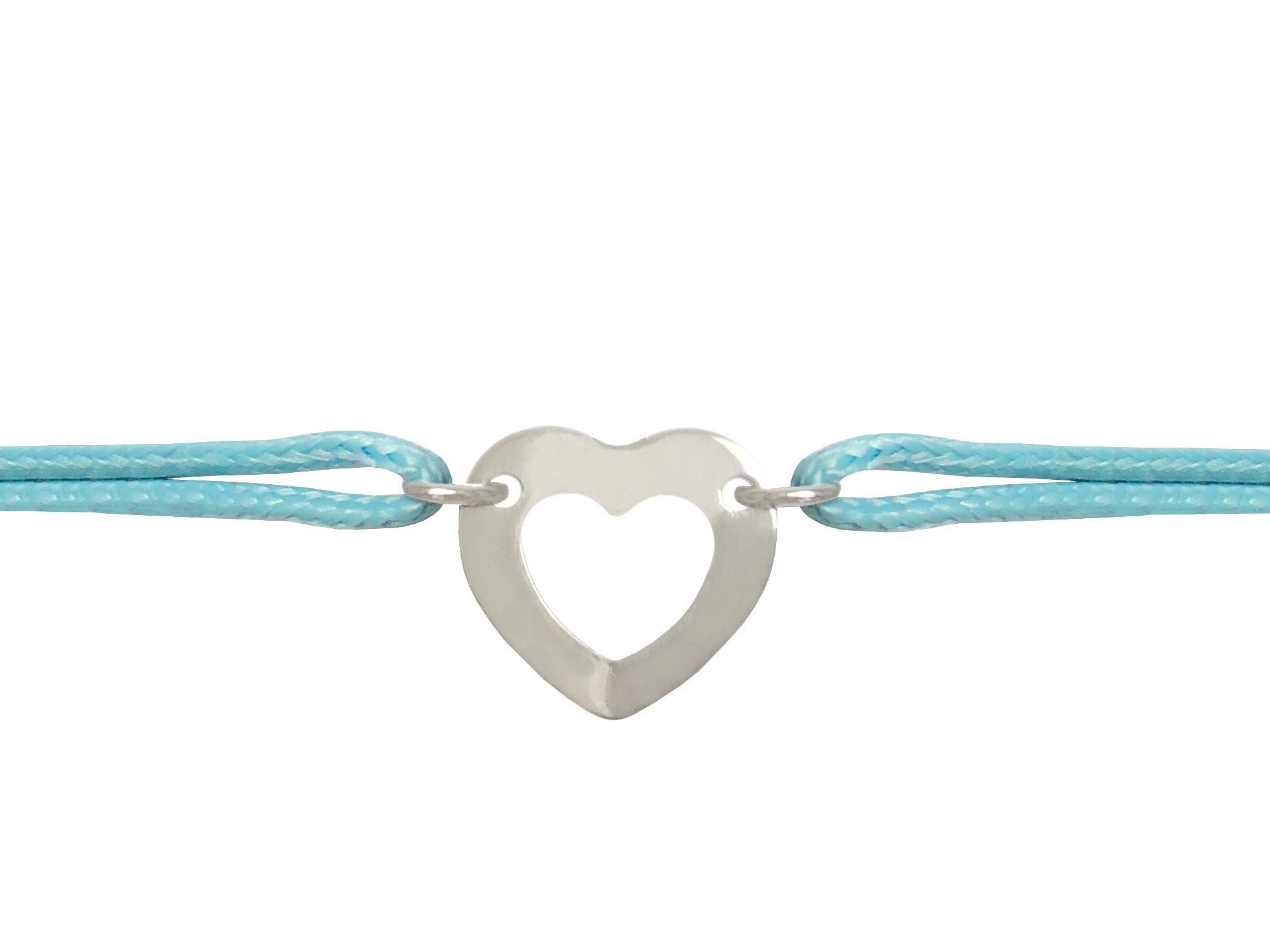 Bracelet DEENA enfant cordon de couleur et intercalaire cœur en acier inoxydable argent - MARJANE et Cie