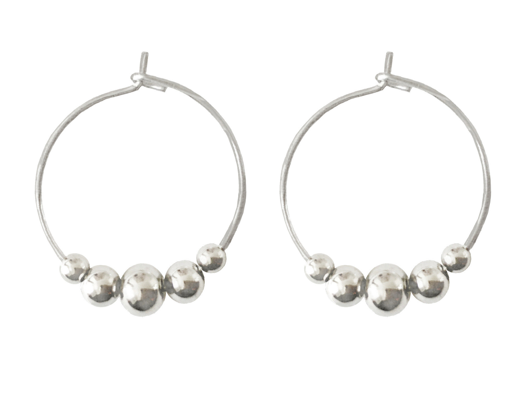 Boucles doreilles FARWA créoles acier inoxydable argent et perles minimaliste