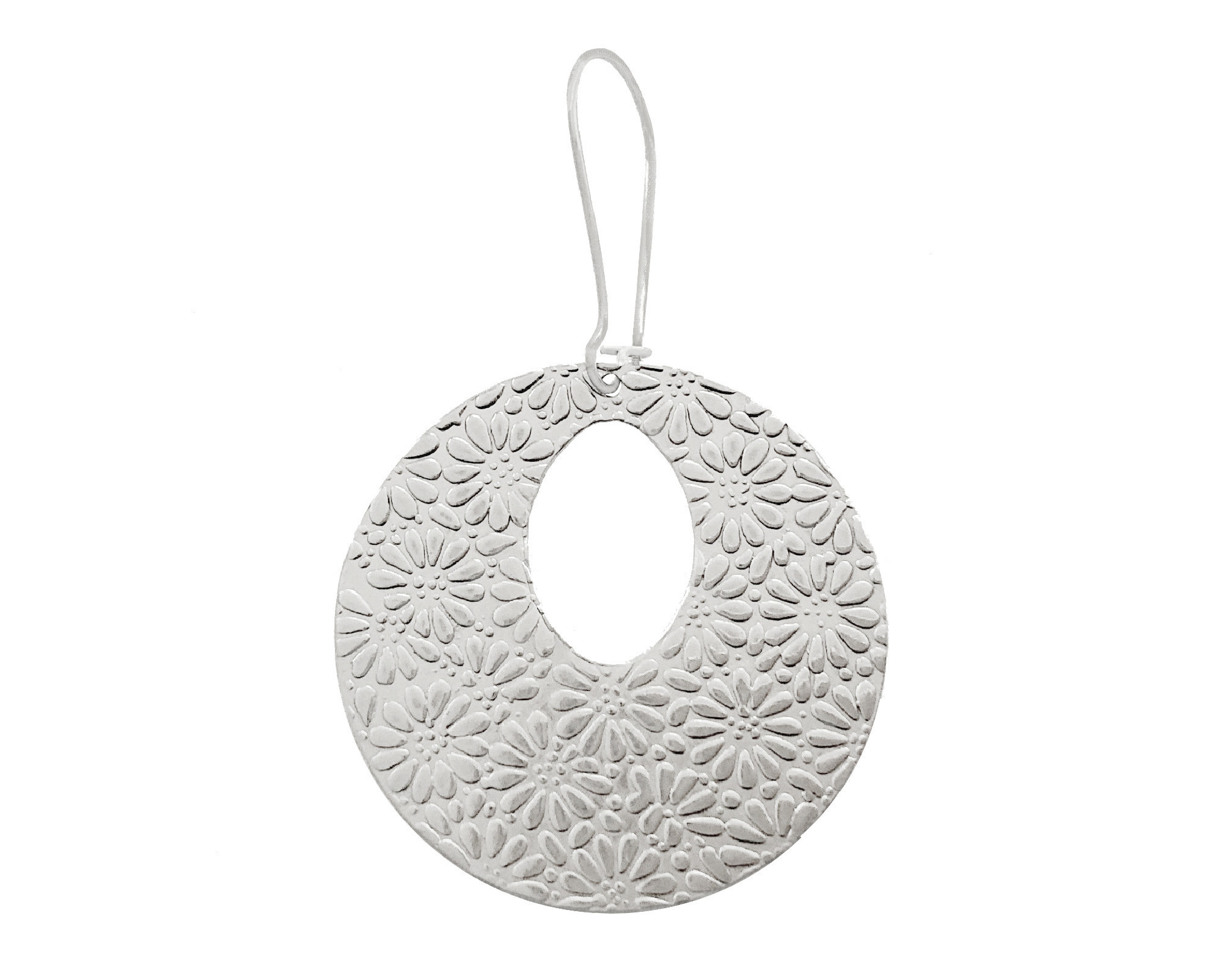 Boucles doreilles AJIA longues acier inoxydable argent graphique pendentif rond fleuri minimaliste