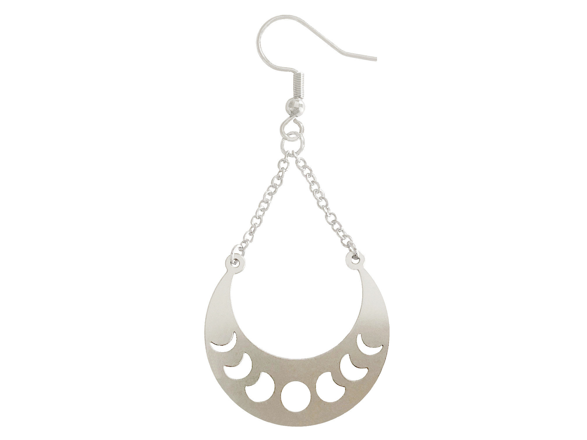 Boucles doreilles AFCHANE dormeuses acier inoxydable argent pendentif croissant de lune bohème