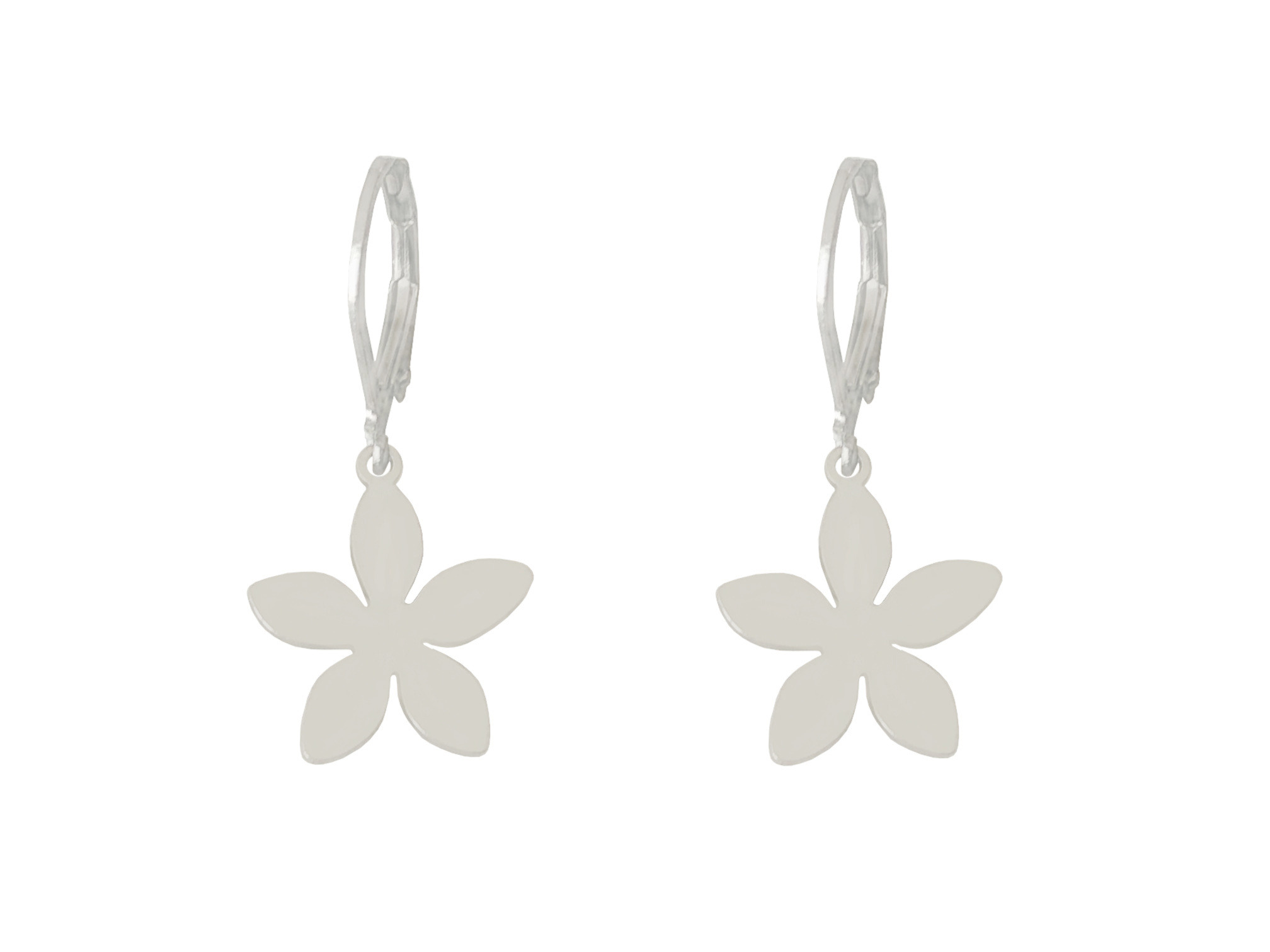 Boucles doreilles AMARA dormeuses acier inoxydable argent pendentif fleur minimaliste