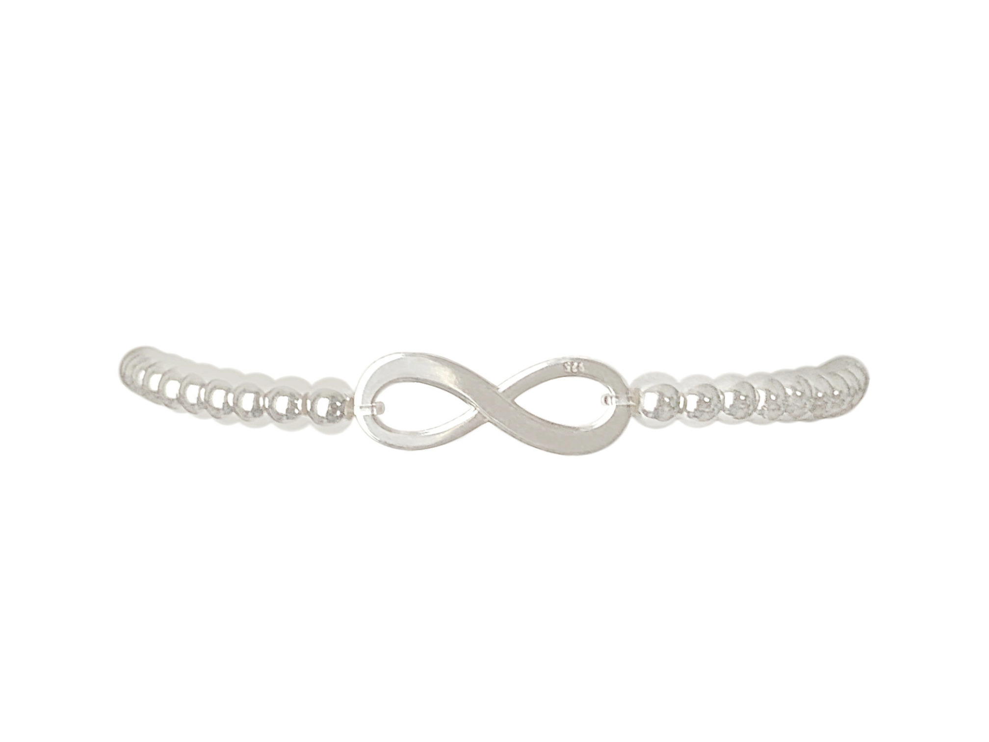 Bracelet ABICHAM3 argent massif 925 perles et symbole infini-elastique-minimaliste-bohème- MARJANE et Cie