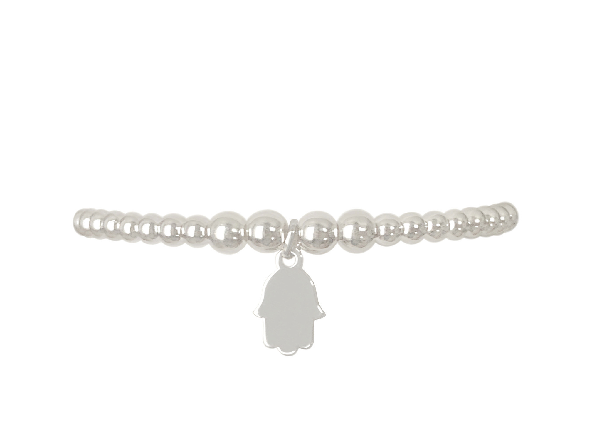 Bracelet ABICHAM6 argent massif 925 perles et Main de Fatma Hamsa Khamsa Fatima-elastique-minimaliste-bohème- MARJANE et Cie