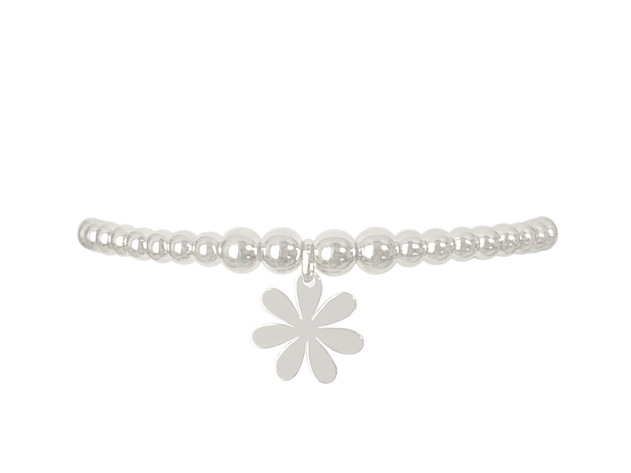 Bracelet ABICHAM7 argent massif 925 perles et breloque fleur-elastique-minimaliste-bohème - MARJANE et Cie