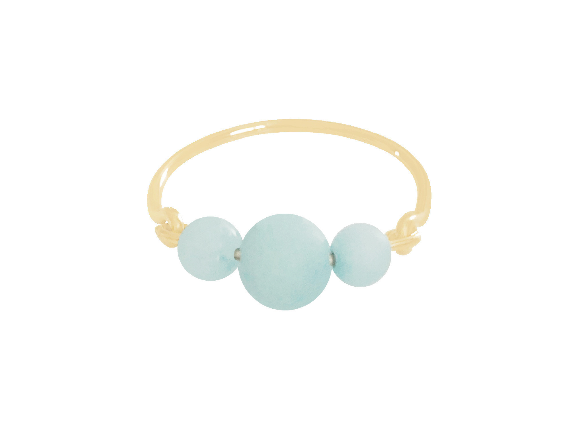 Bague ATIFA or gold filled 14k perles naturelles semi précieuses amazonite verte-minimaliste bohème - MARJANE et Cie