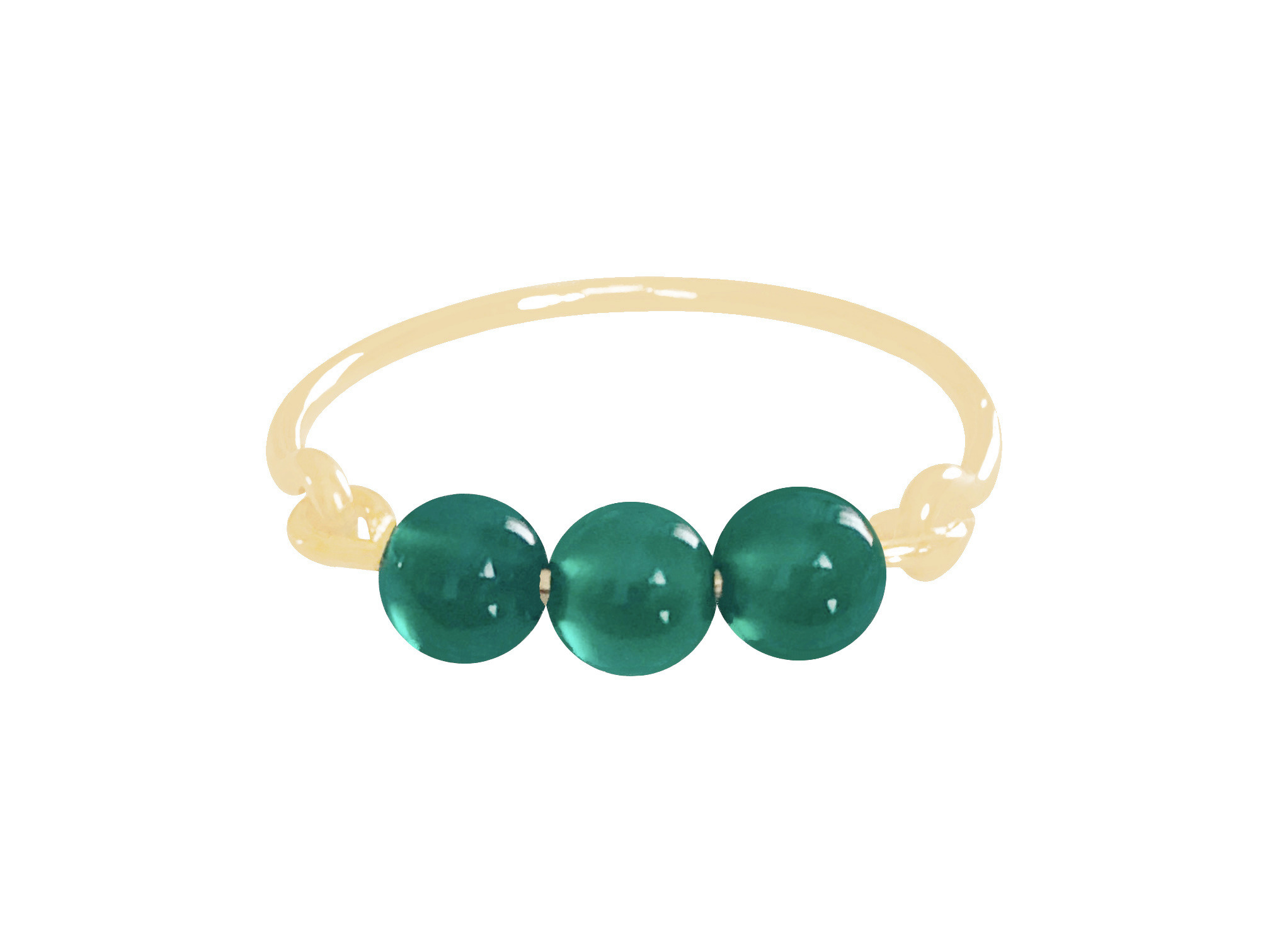 Bague DARA3 or gold filled 14k perles naturelles semi précieuses agate verte-minimaliste-bohème - MARJANE et Cie