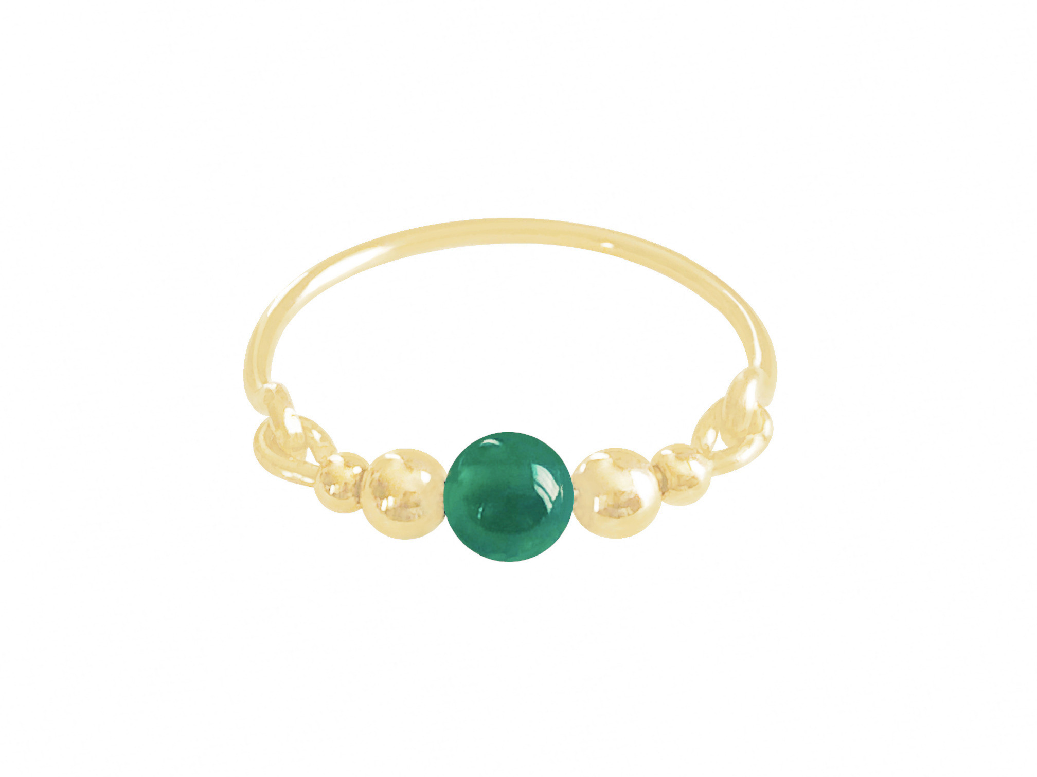 Bague HAYET1 or gold filled 14k perle naturelle semi précieuse agate verte-minimaliste-bohème- MARJANE et Cie