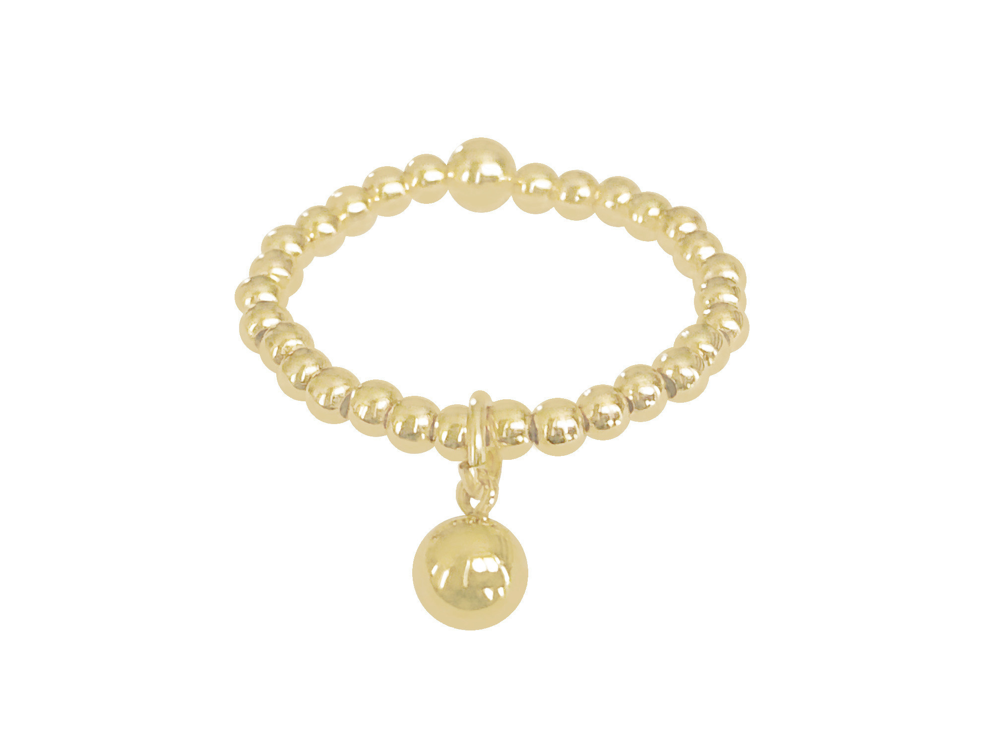 Bague JOUMEINA empilable or gold filled 14k perles billes et breloque boule-élastique-minimaliste-bohème- MARJANE et Cie