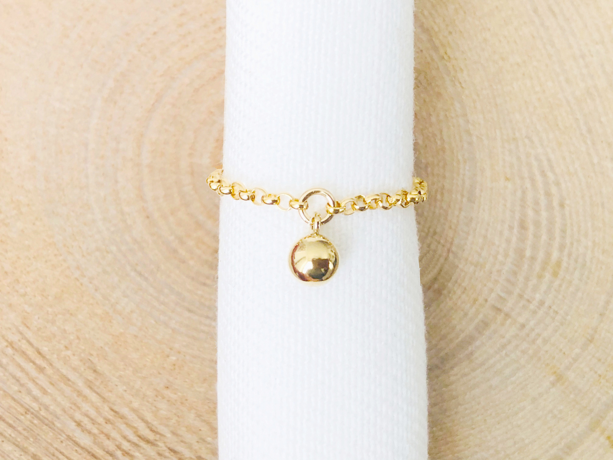 Bague KAMELIA or gold filled 14k chaine et breloque perle bille boule minimaliste