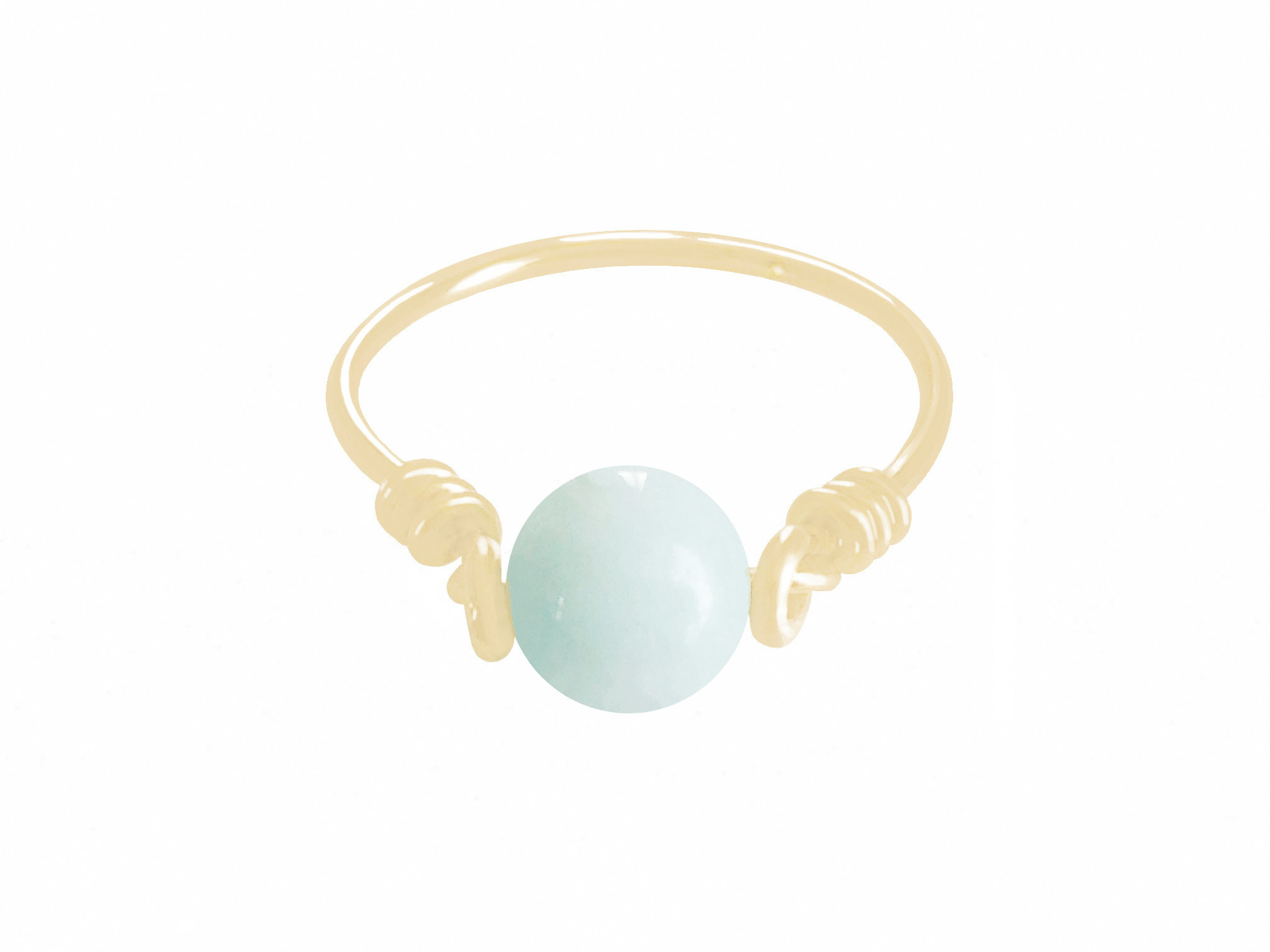 Bague MALAK2 or gold filled 14k perle naturelle semi précieuse agate verte-minimaliste- MARJANE et Cie