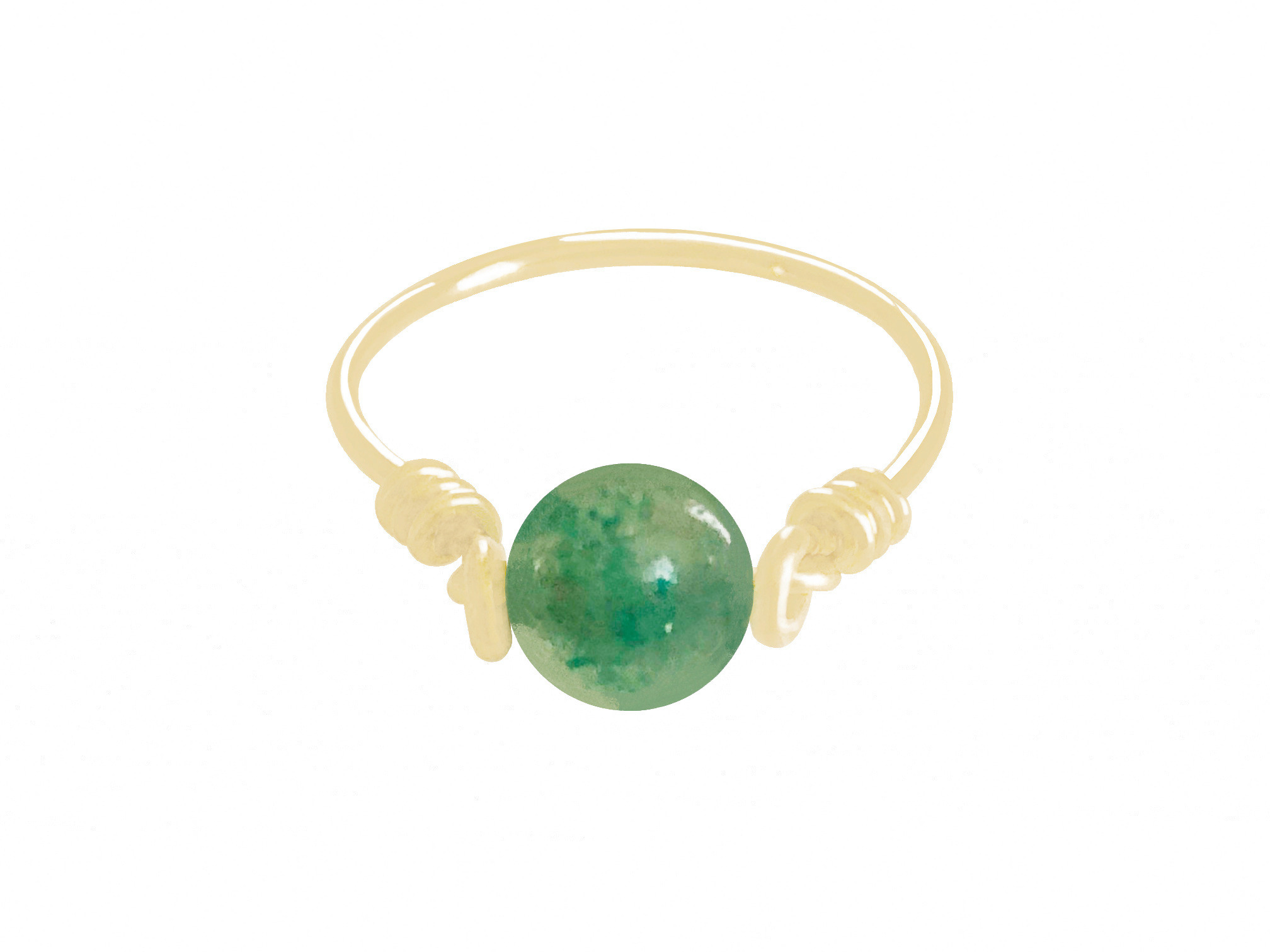 Bague MALAK4 or gold filled 14k perle naturelle semi précieuse aventurine verte-minimaliste - MARJANE et Cie