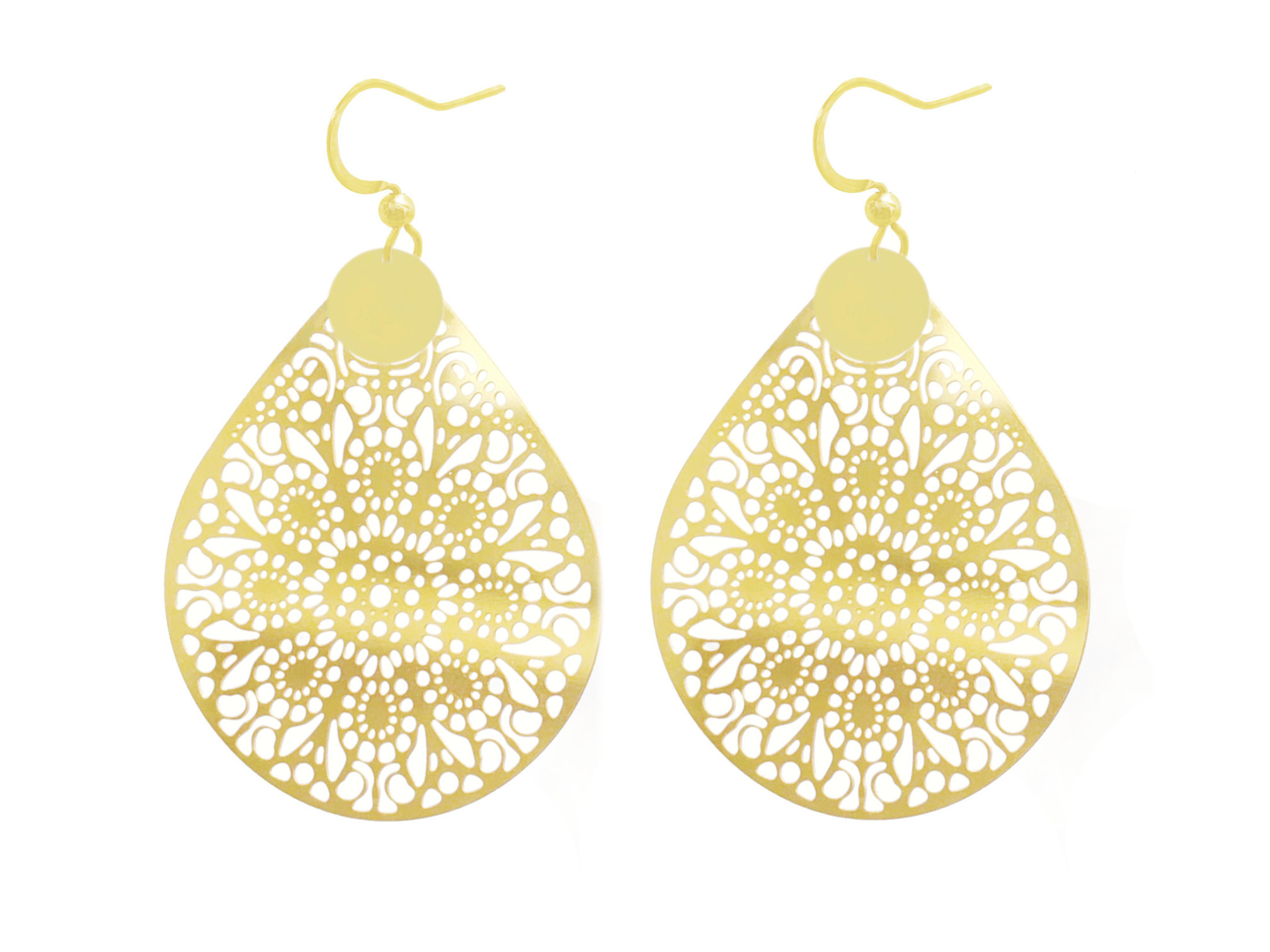 Boucles doreilles ARJAN dormeuses pendantes acier inoxydable doré or pendentif goutte graphique minimaliste