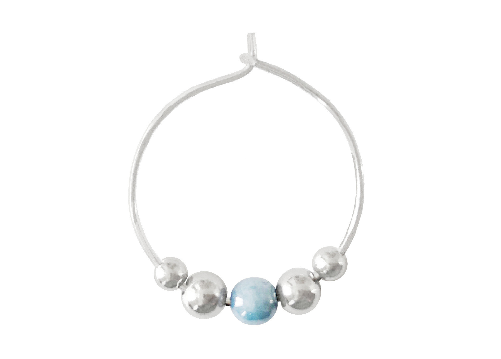 Boucles doreilles IFATE2 créoles acier inoxydable argent perle couleur bleue bohème
