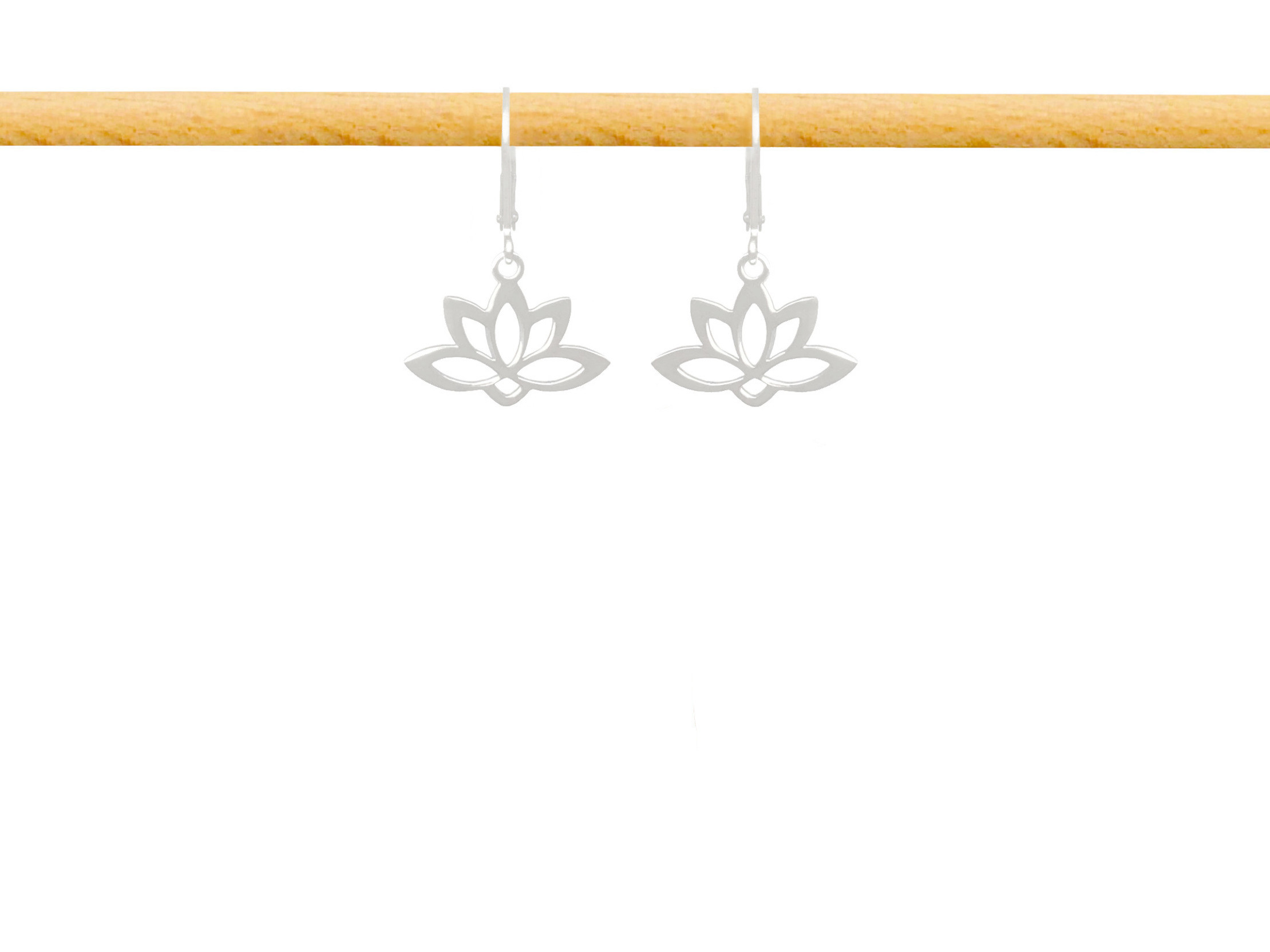 Boucles d'oreilles MEISSARA dormeuses acier inoxydable argent pendentif fleur de lotus-minimaliste-bohème-tendance - MARJANE et Cie