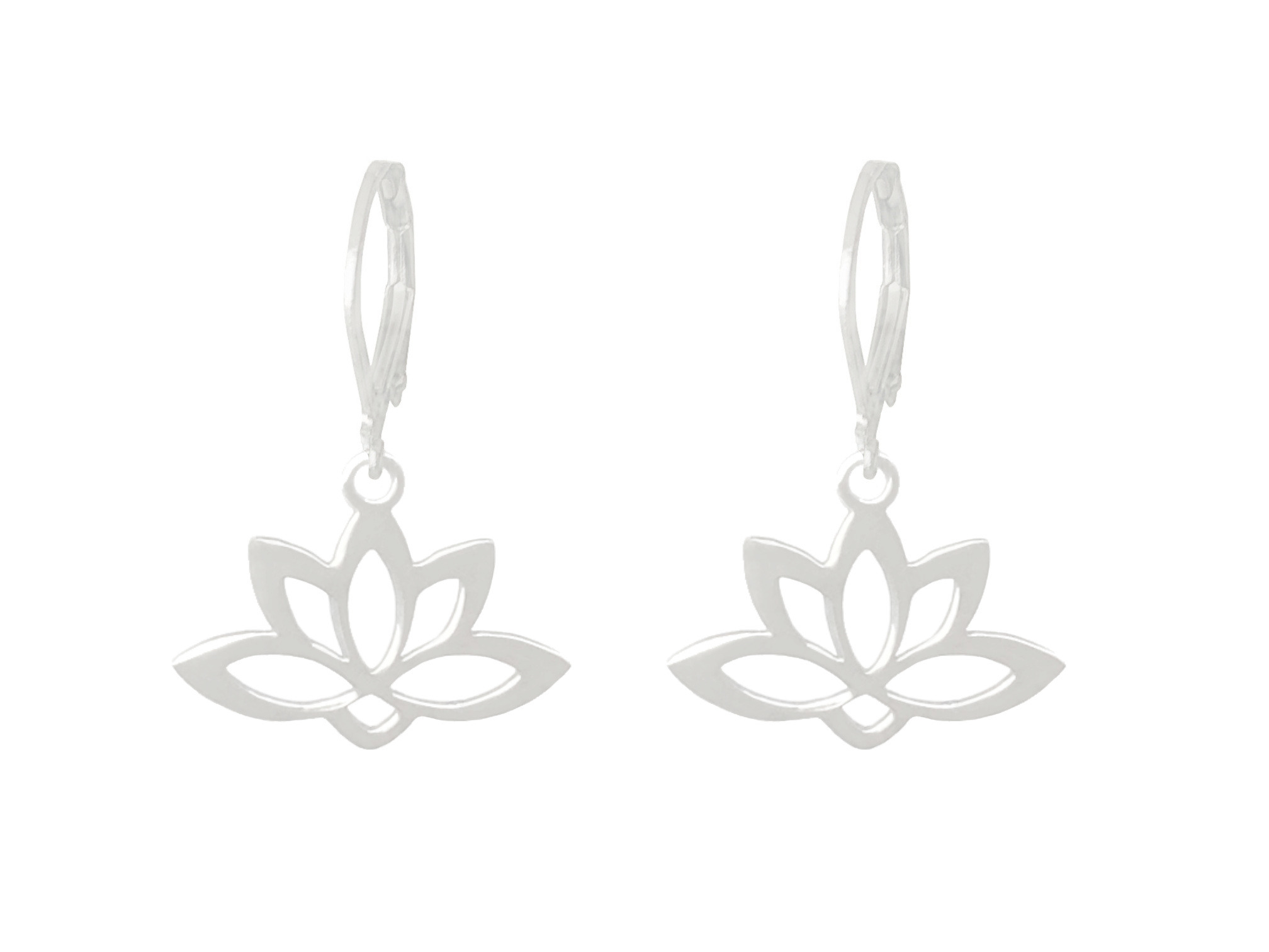 Boucles doreilles MEISSARA dormeuses acier inoxydable argent pendentif breloque fleur de lotus minimaliste