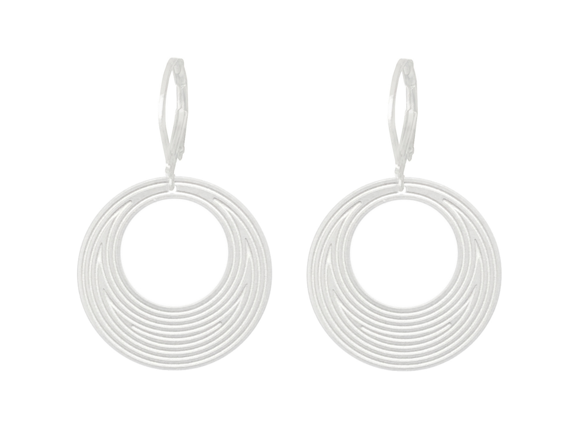 Boucles doreilles NAHID dormeuses acier inoxydable argenté pendentif rond graphique minimaliste