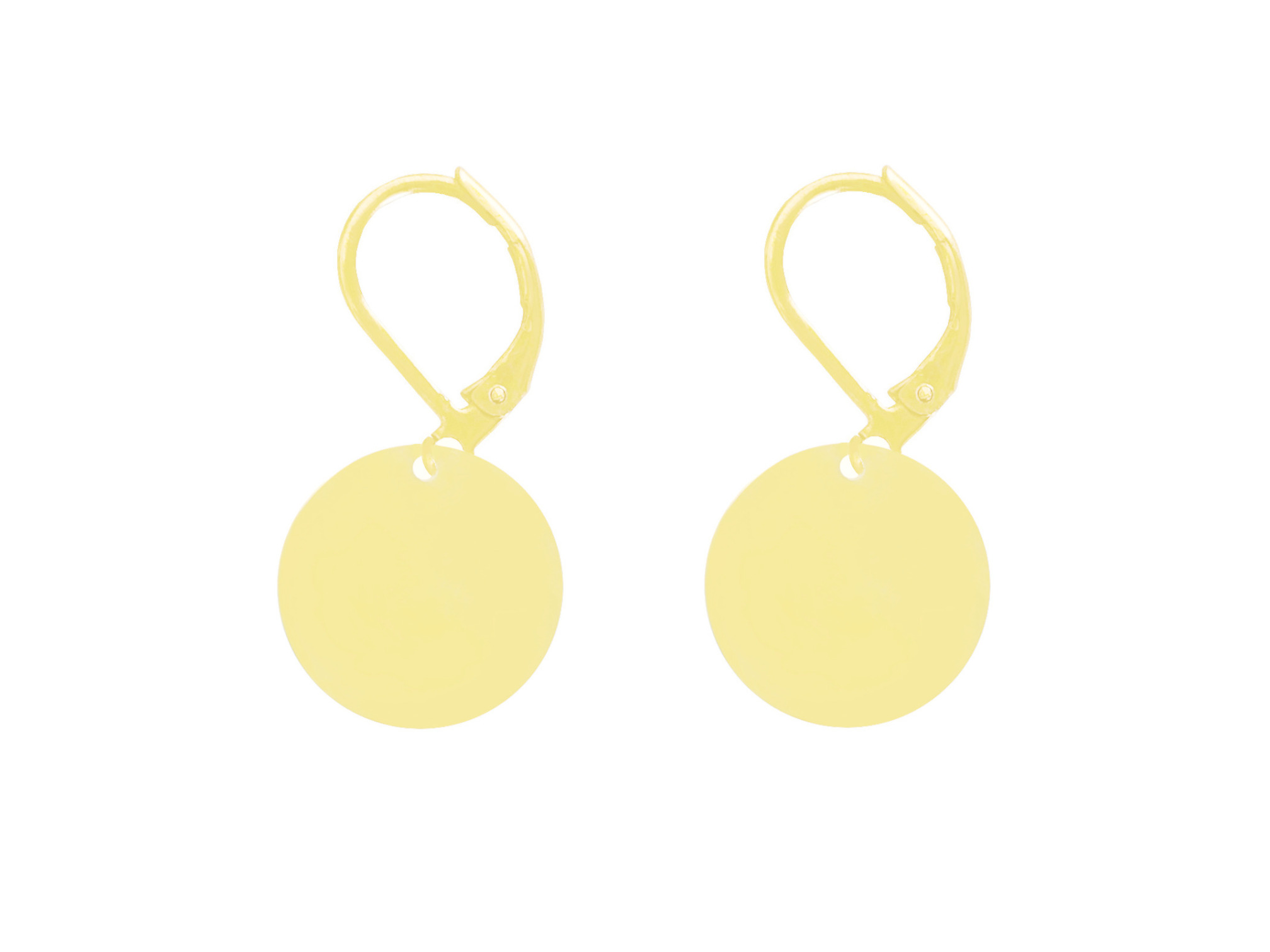 Boucles doreilles ANISSA dormeuses acier inoxydable doré or pendentif sequin rond minimaliste