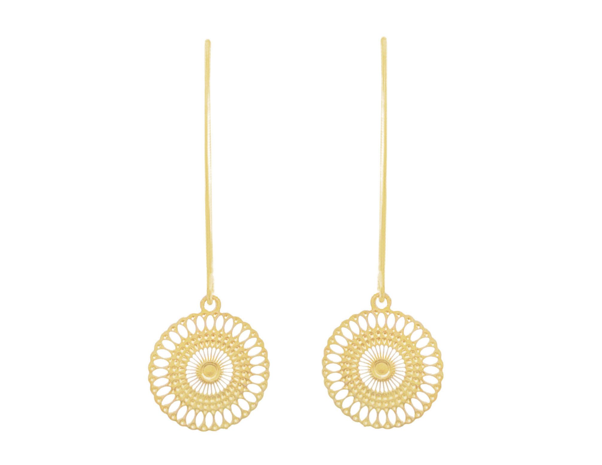 Boucles doreilles ATEFEH pendantes pendentif breloque rond acier inoxydable doré or minimaliste