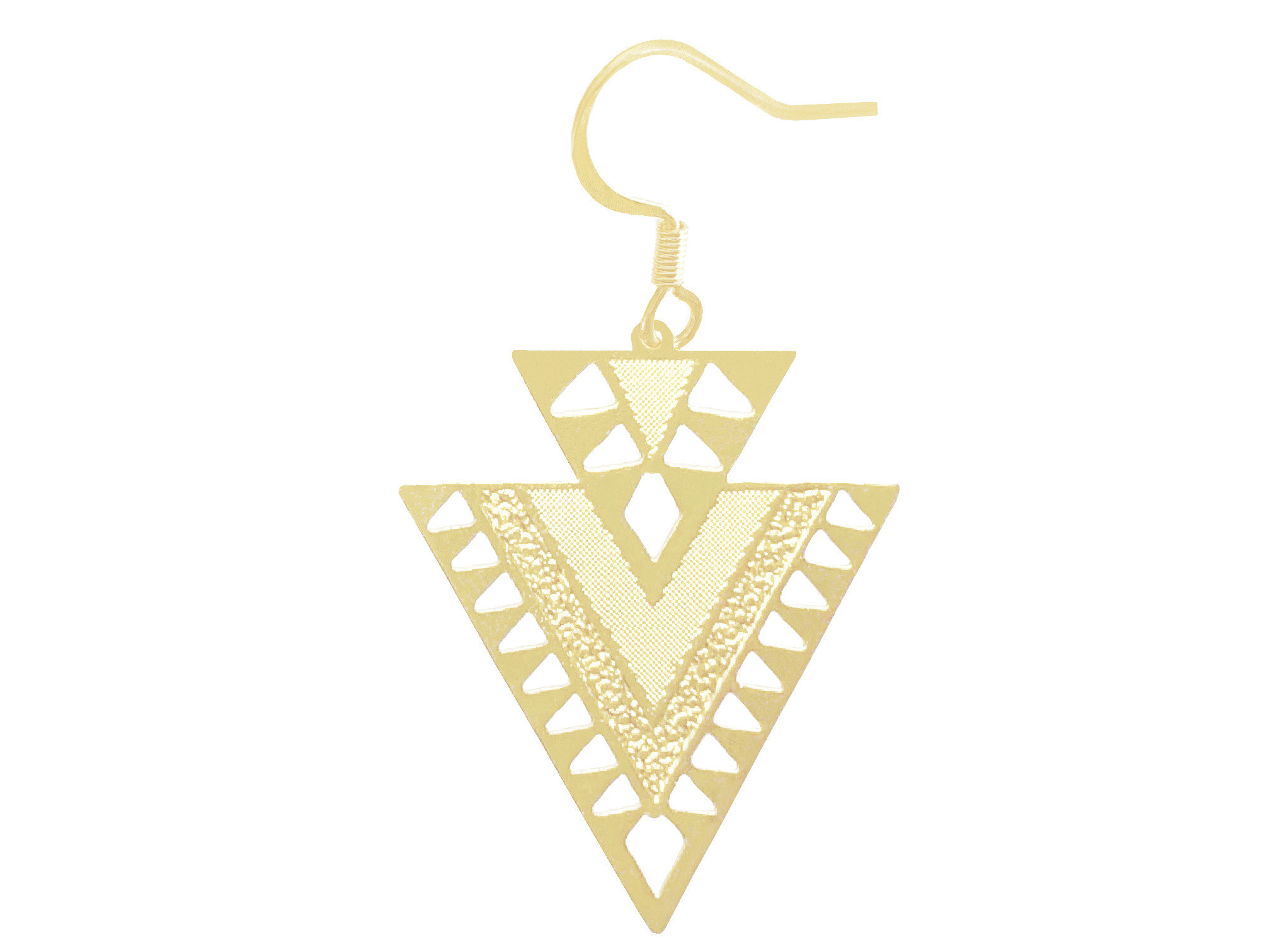 Boucles doreilles JARAA acier inoxydable doré or grand pendentif graphique triangle bohème