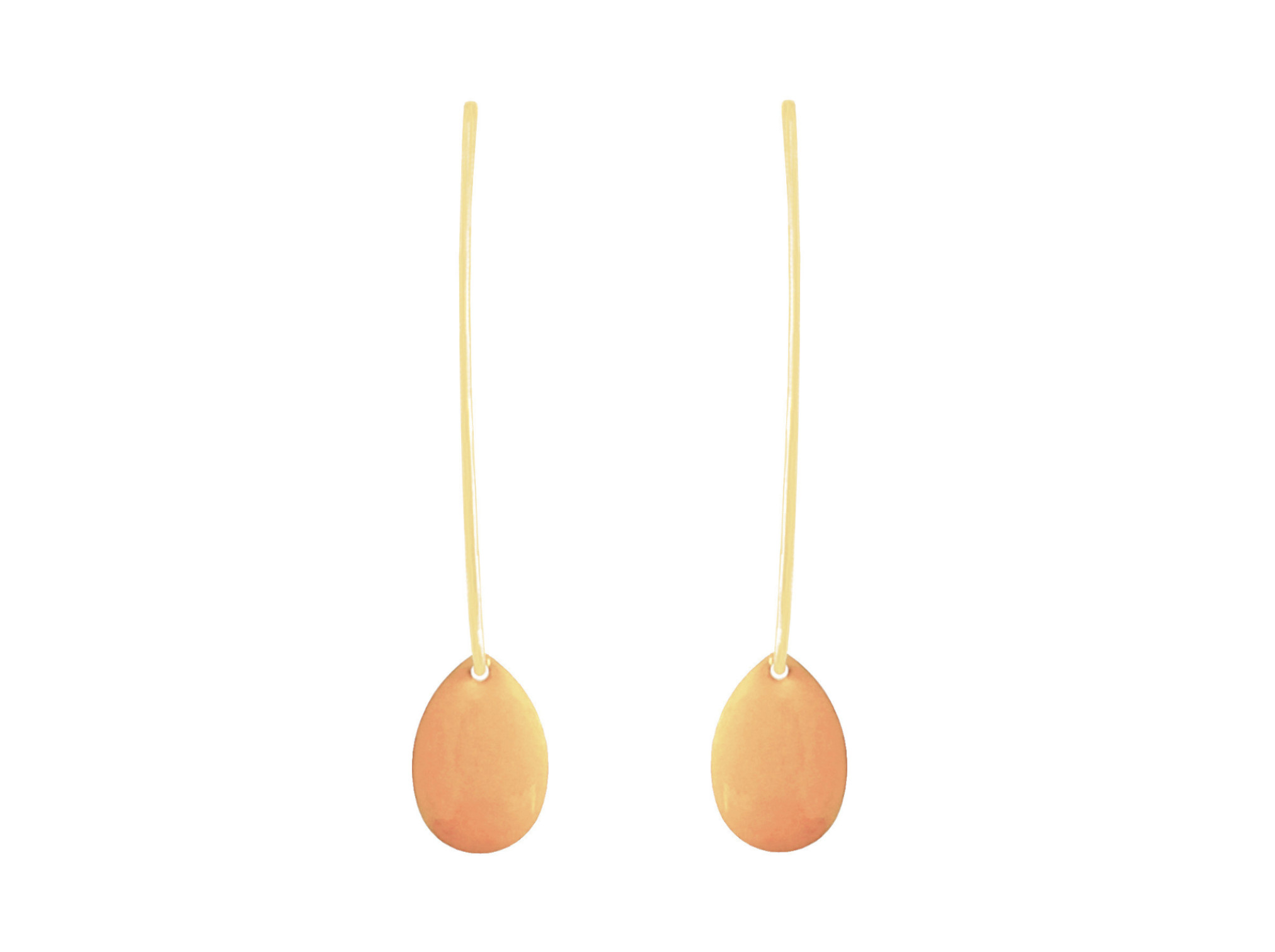 Boucles doreilles KOUBRA2 pendantes acier inoxydable doré or sequin émaillé goutte orange minimaliste