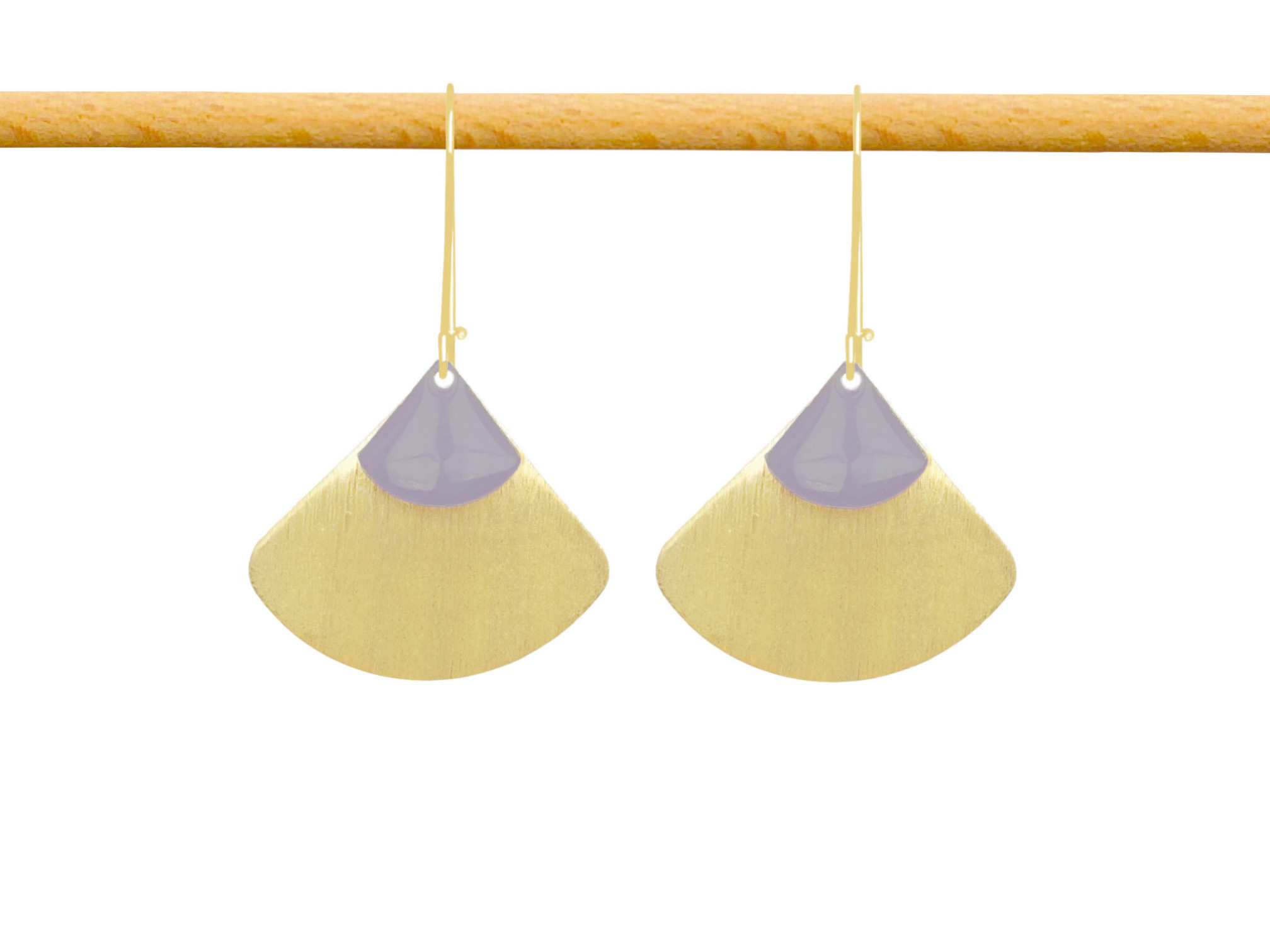 Boucles d'oreilles MALIA4 pendantes acier inoxydable doré sequin émaillé couleur violet-minimaliste-bohème- MARJANE et Cie