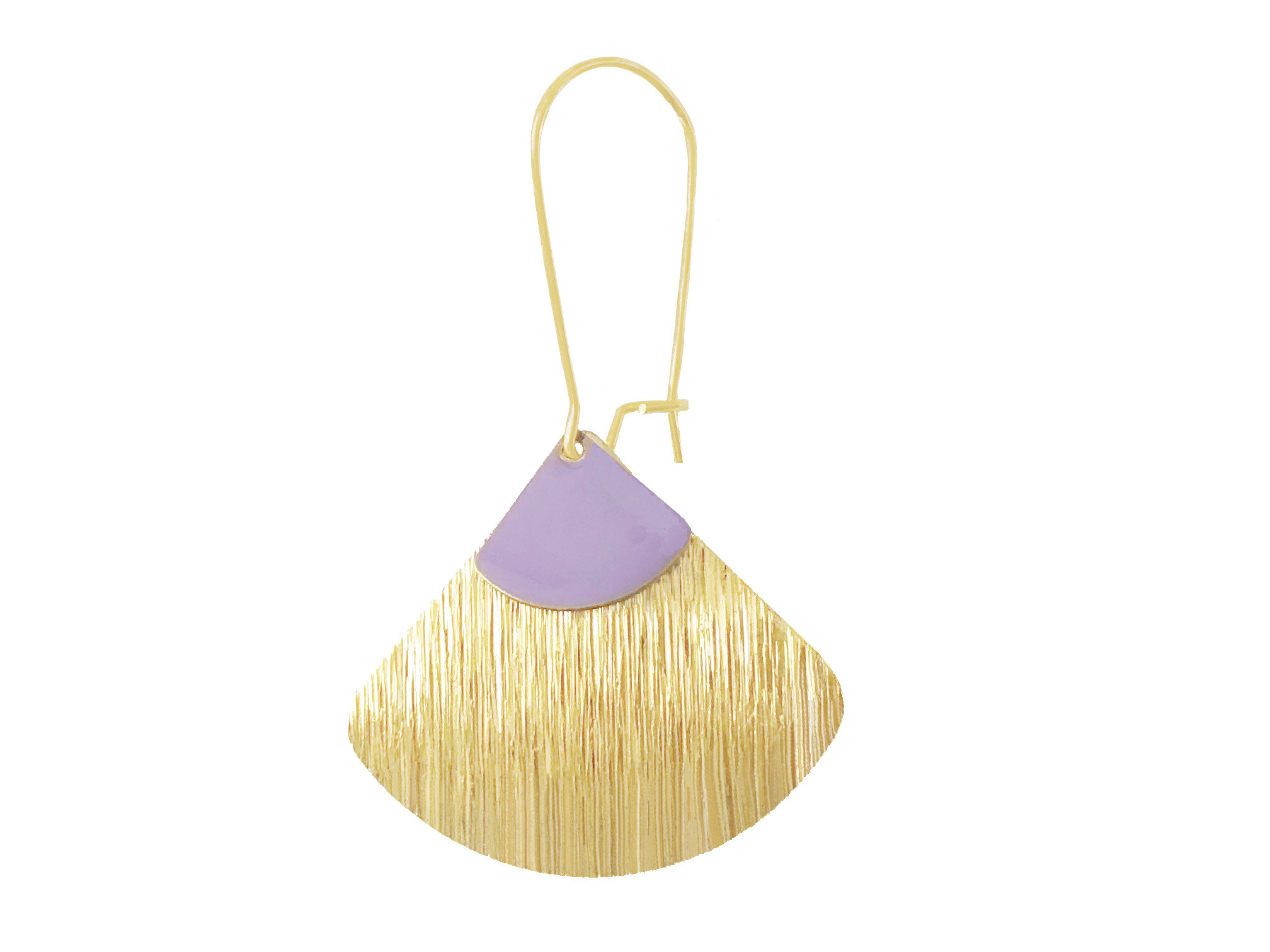 Boucles doreilles MALIA4 pendantes acier inoxydable doré sequin émaillé triangle couleur violet bohème