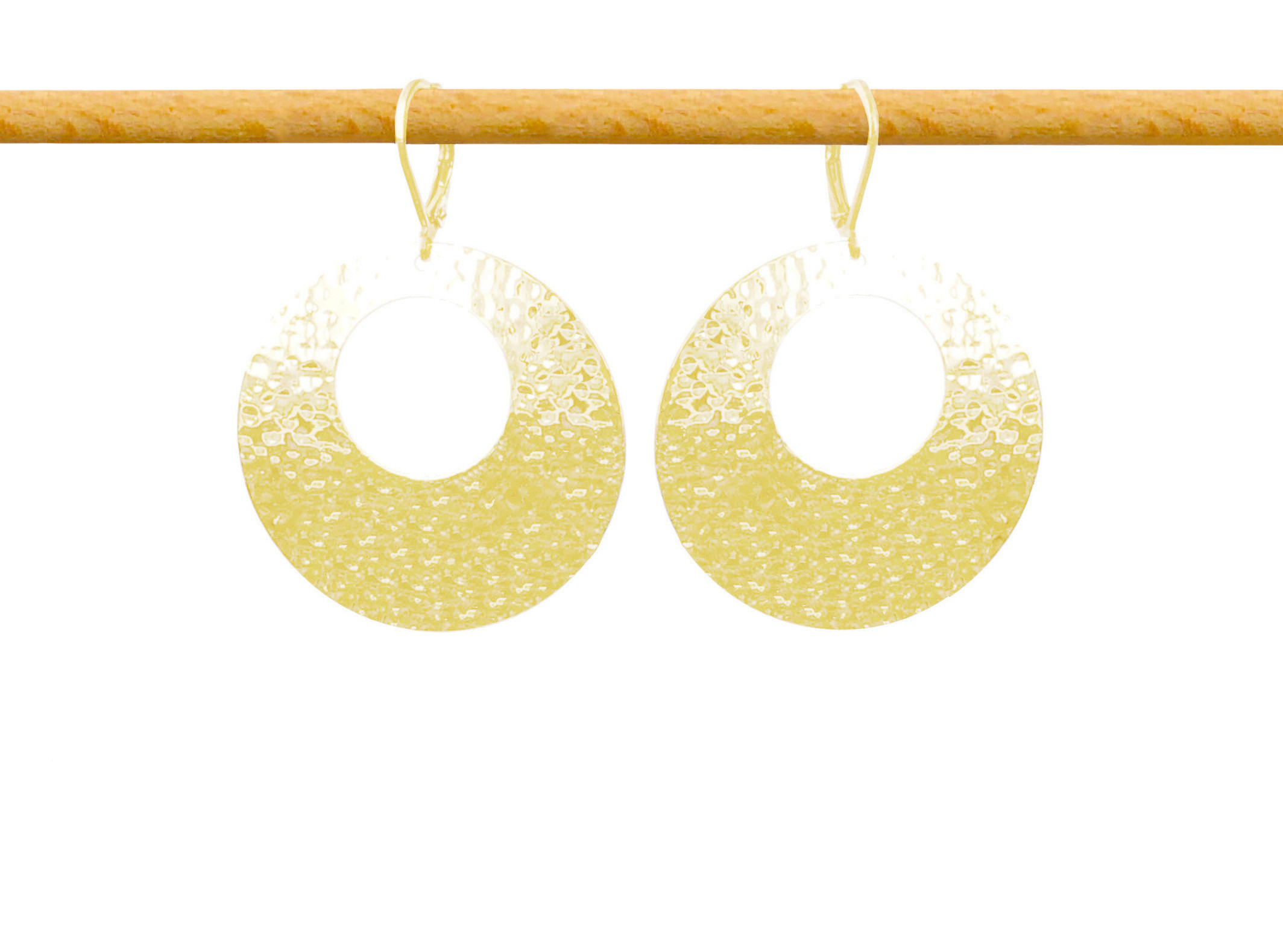 Boucles d'oreilles DEHA dormeuses dorées or grand pendentif rond graphique-minimaliste-bohème- MARJANE et Cie