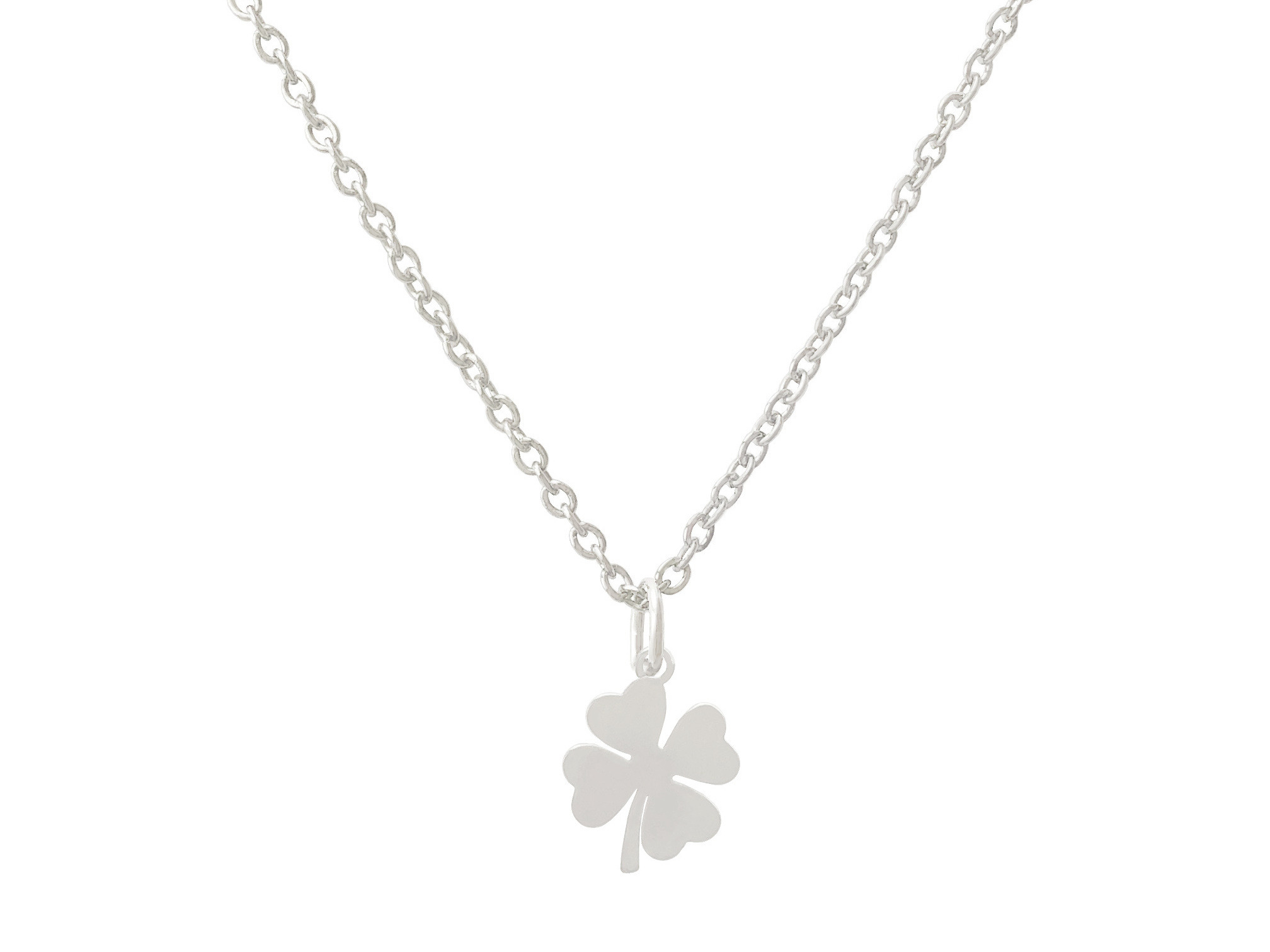 Collier ARIKA acier inoxydable argent pendentif trèfle à quatre feuilles porte chance-minimaliste - MARJANE et Cie