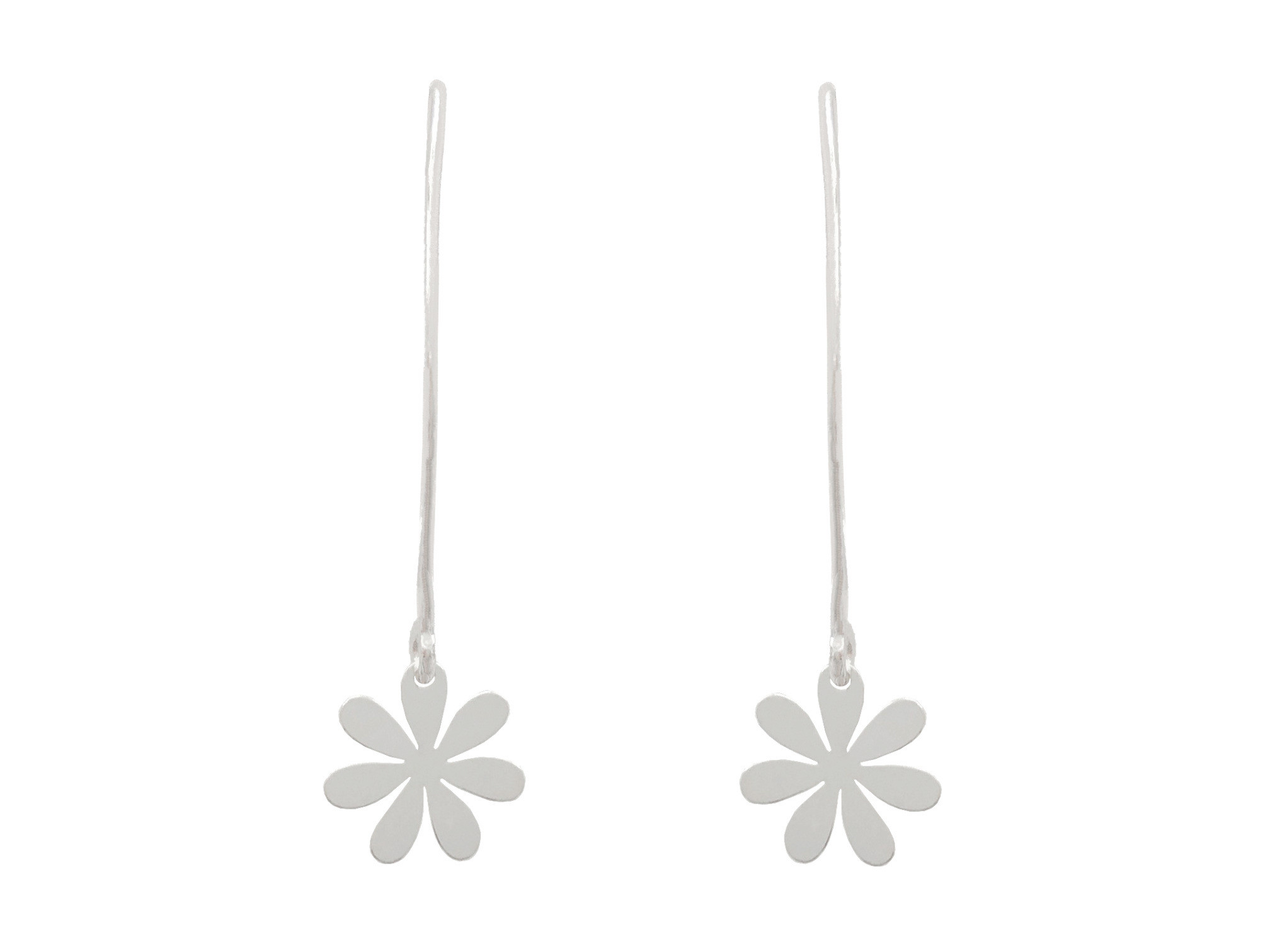 Boucles doreilles BAZIRA pendantes breloque fleur argent massif 925 minimaliste