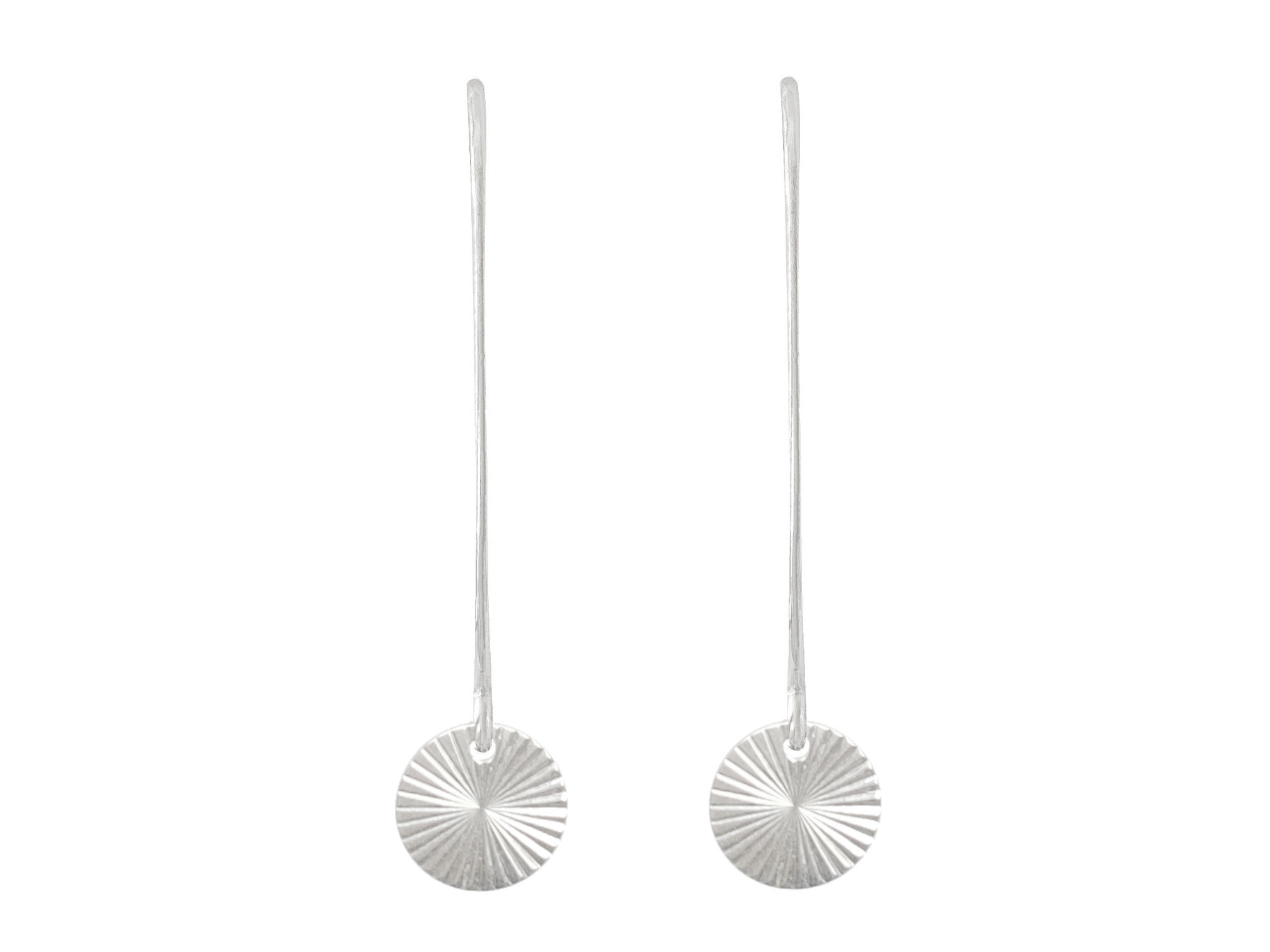 Boucles doreilles PARDIS pendantes argent 925 massif médaille soleil rond minimaliste