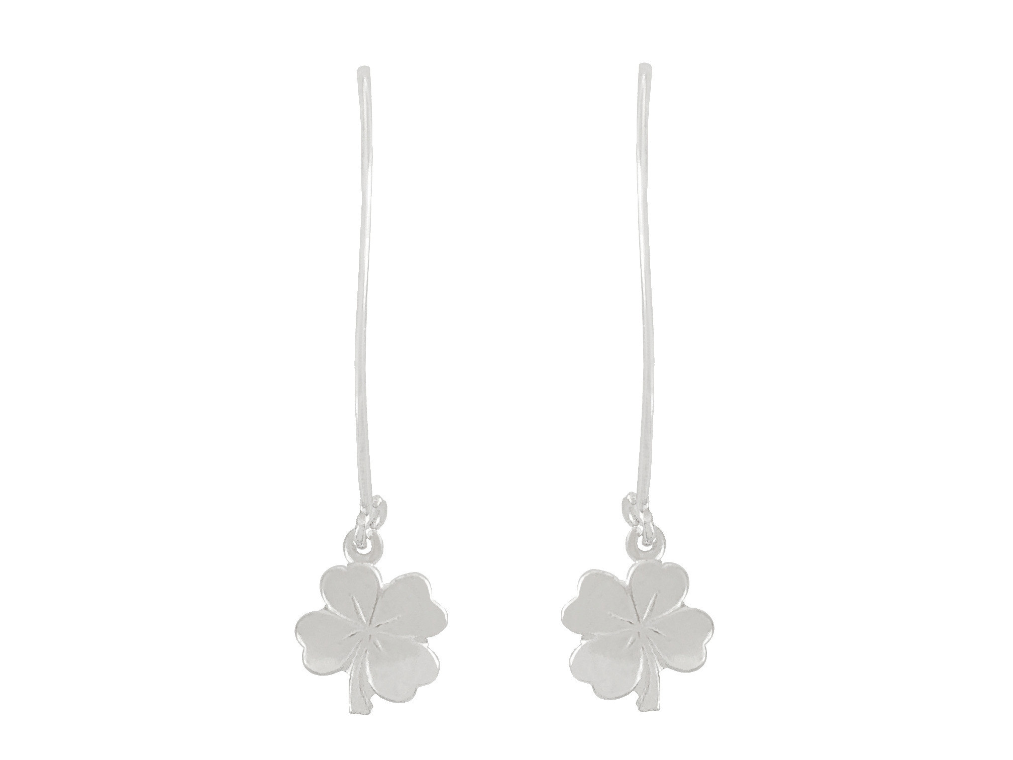 Boucles doreilles ZEFIRA pendantes argent massif 925 trèfle à quatre feuilles minimaliste