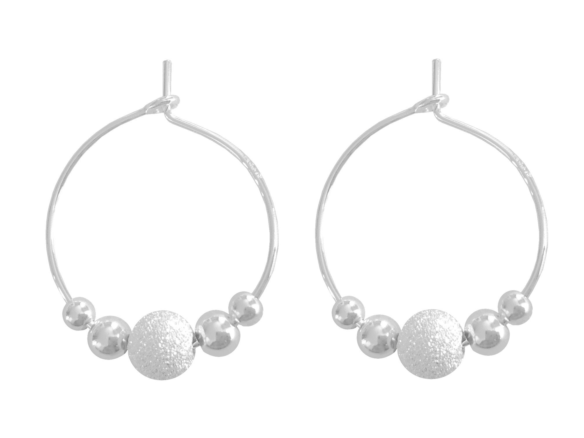 Boucles doreilles AKMA créoles perles rondes argent 925 minimaliste