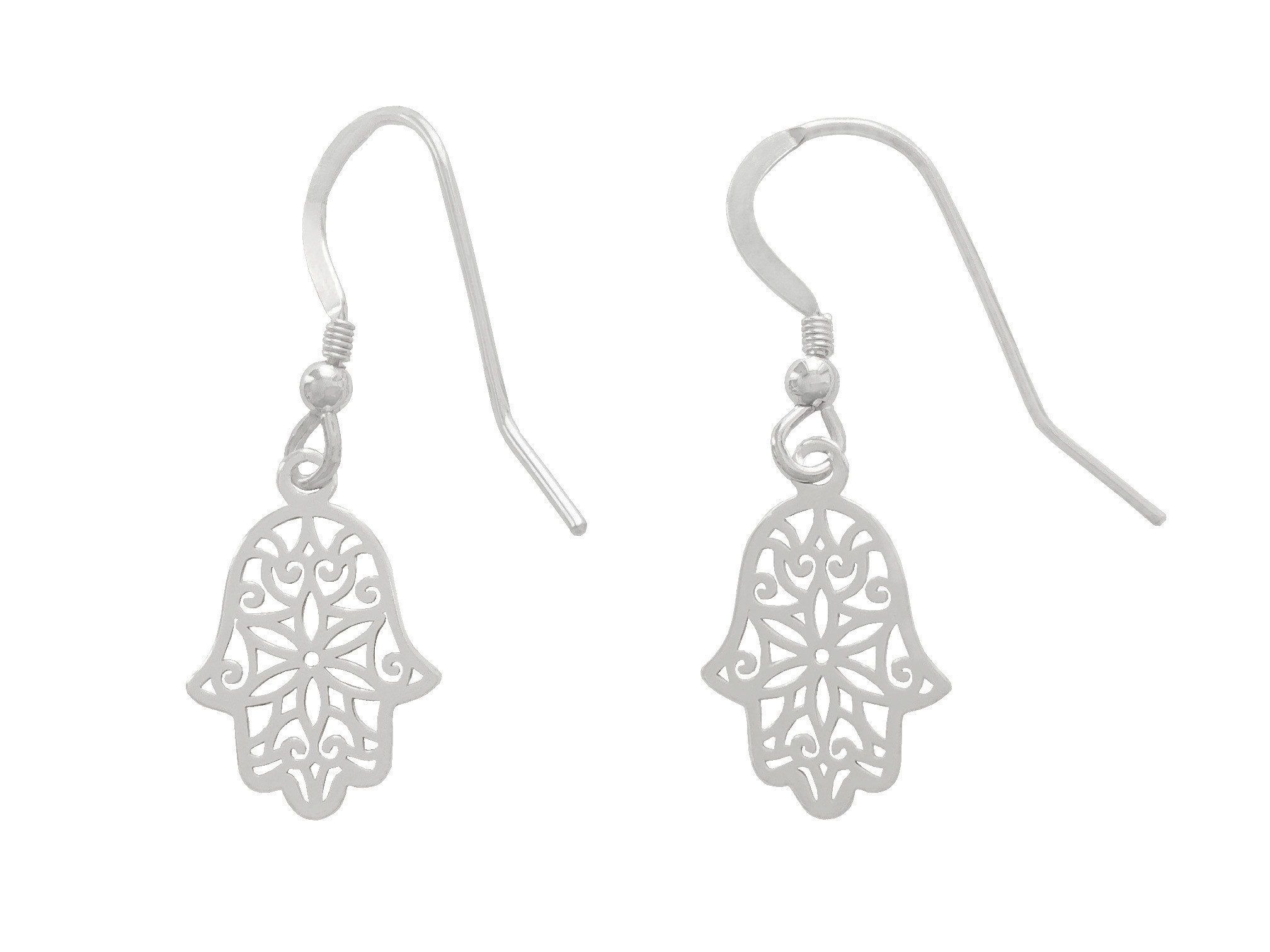 Boucles doreilles FATMA argent massif 925 pendentif Main de Fatma Khamsa Hamsa Fatima oriental minimaliste