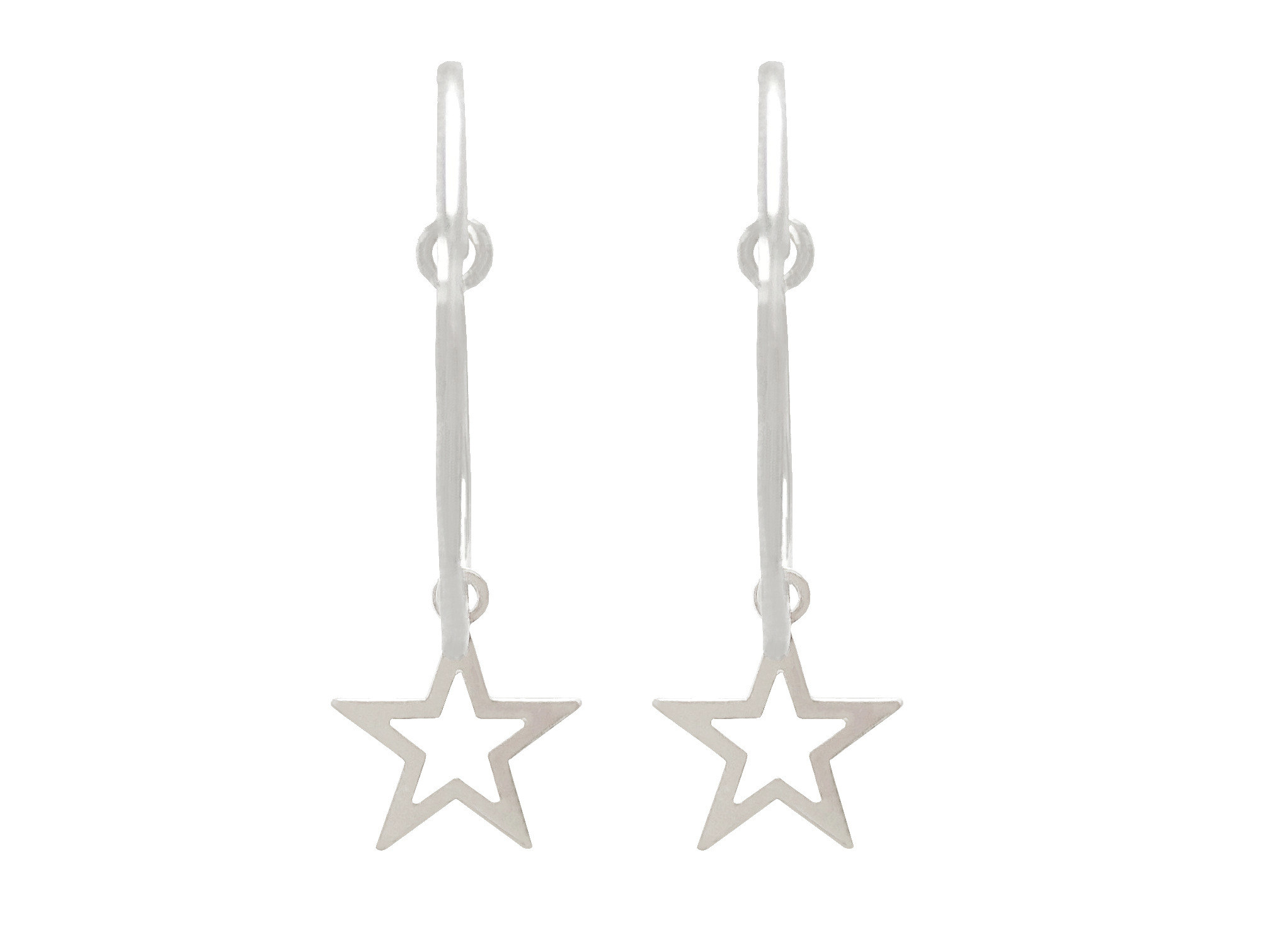 Boucles doreilles IKRAM créoles argent 925 massif pendentif étoile céleste minimaliste