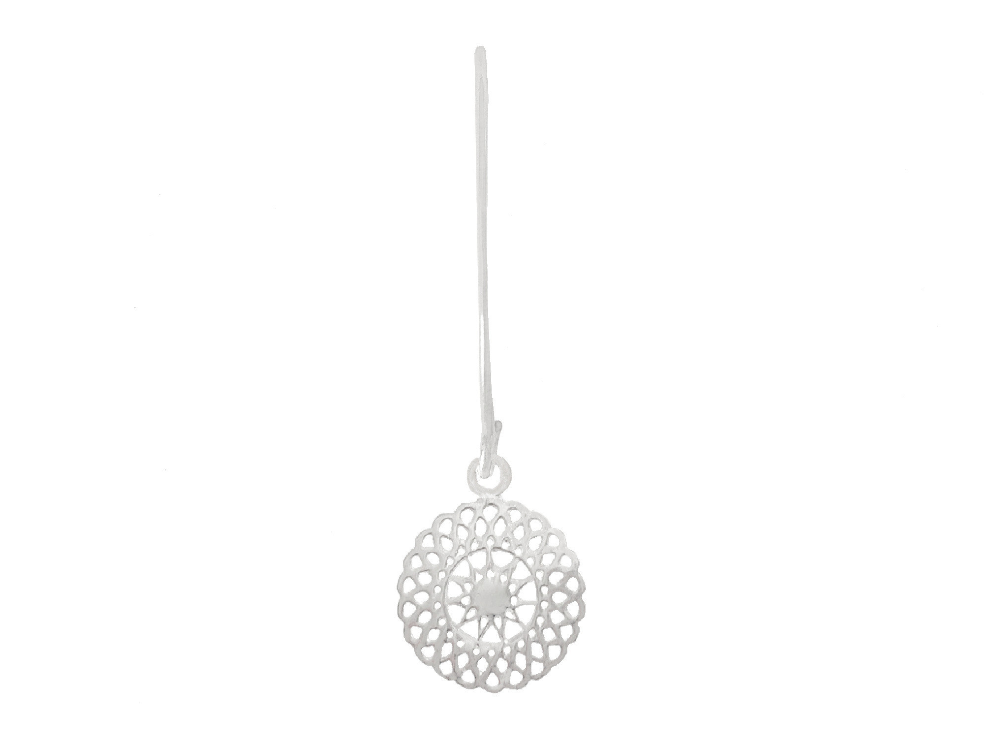 Boucles doreilles IMANE longues argent 925 massif pendentif rond mandala bohème