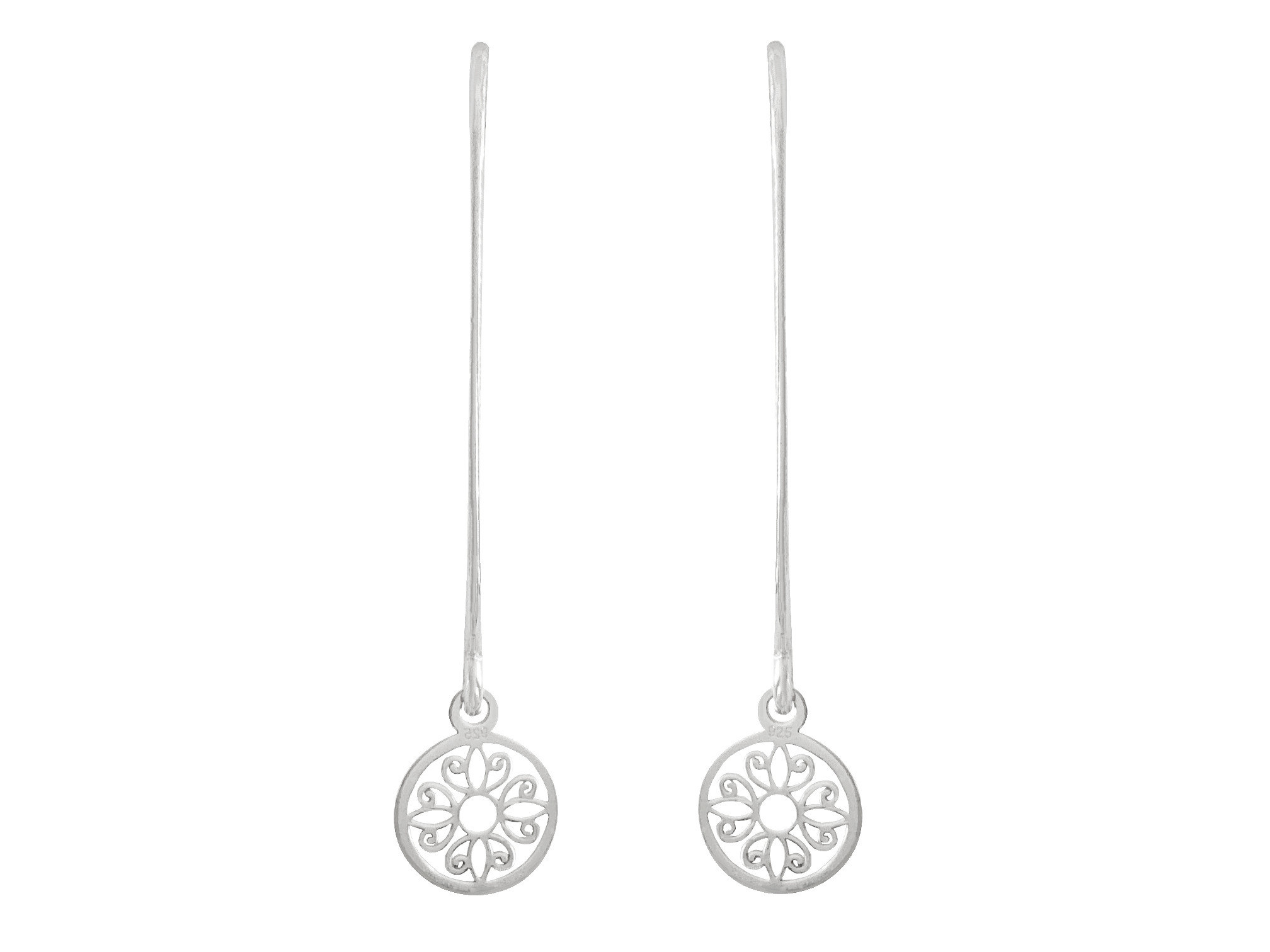 Boucles doreilles SAJIA pendantes argent 925 massif pendentif rosace fleur minimaliste