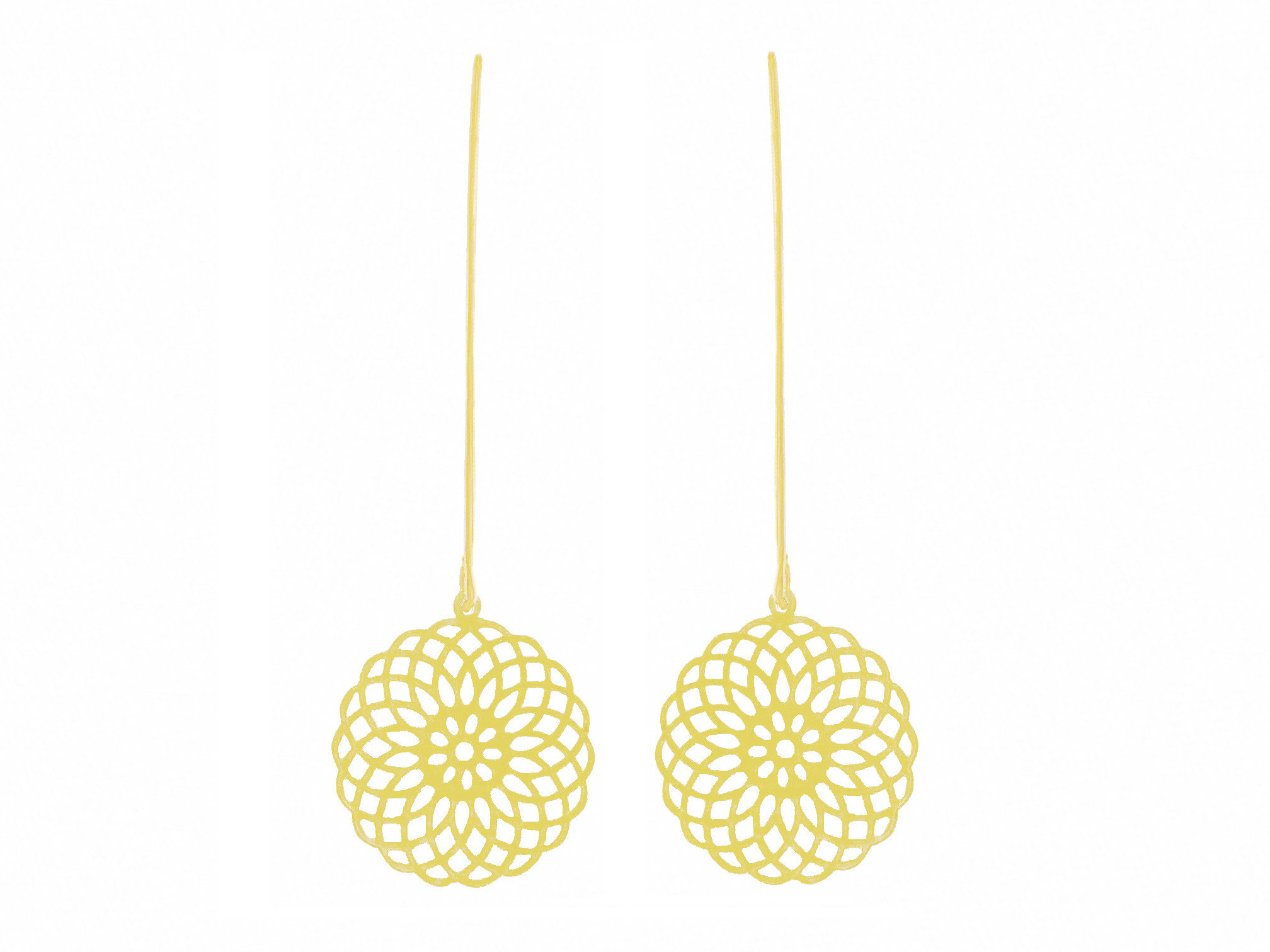 Boucles doreilles INASS pendantes dorées or pendentif filigrane fleur rond minimaliste