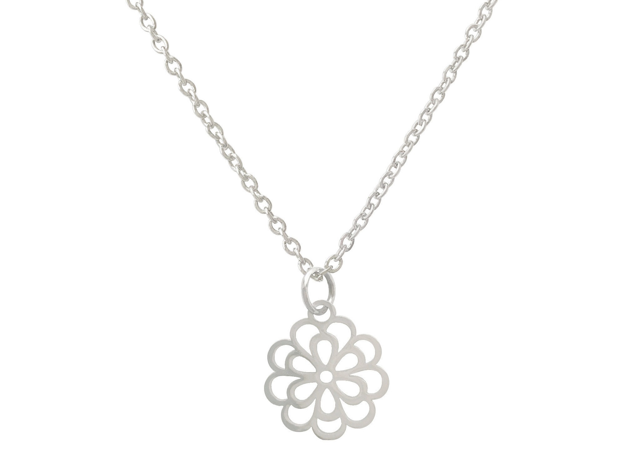 Collier NASMA acier inoxydable argent pendentif fleur-minimaliste - MARJANE et Cie