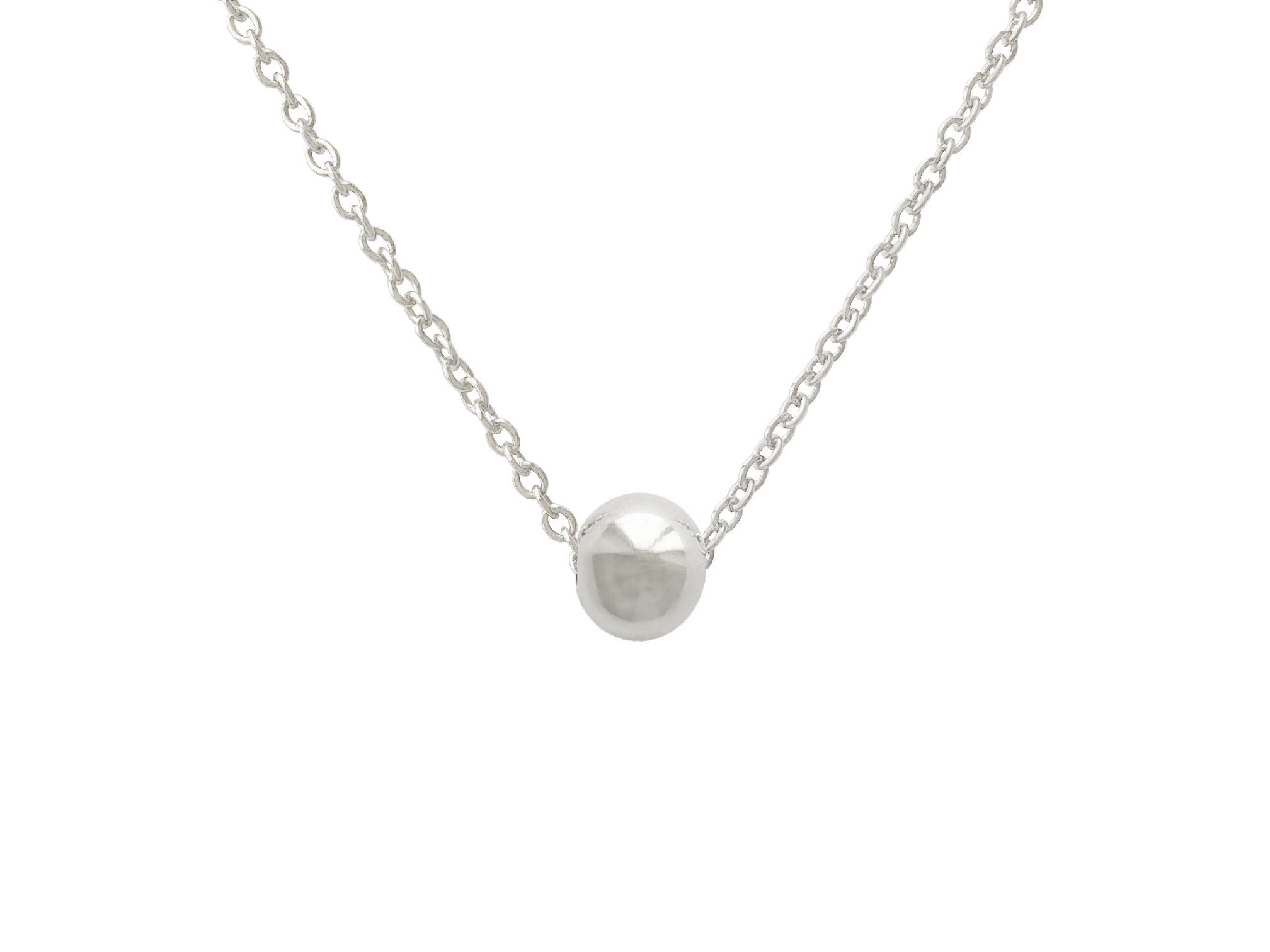 Collier TAMAM ras du cou acier inoxydable argent pendentif perle ronde-minimaliste-bohème - MARJANE et Cie