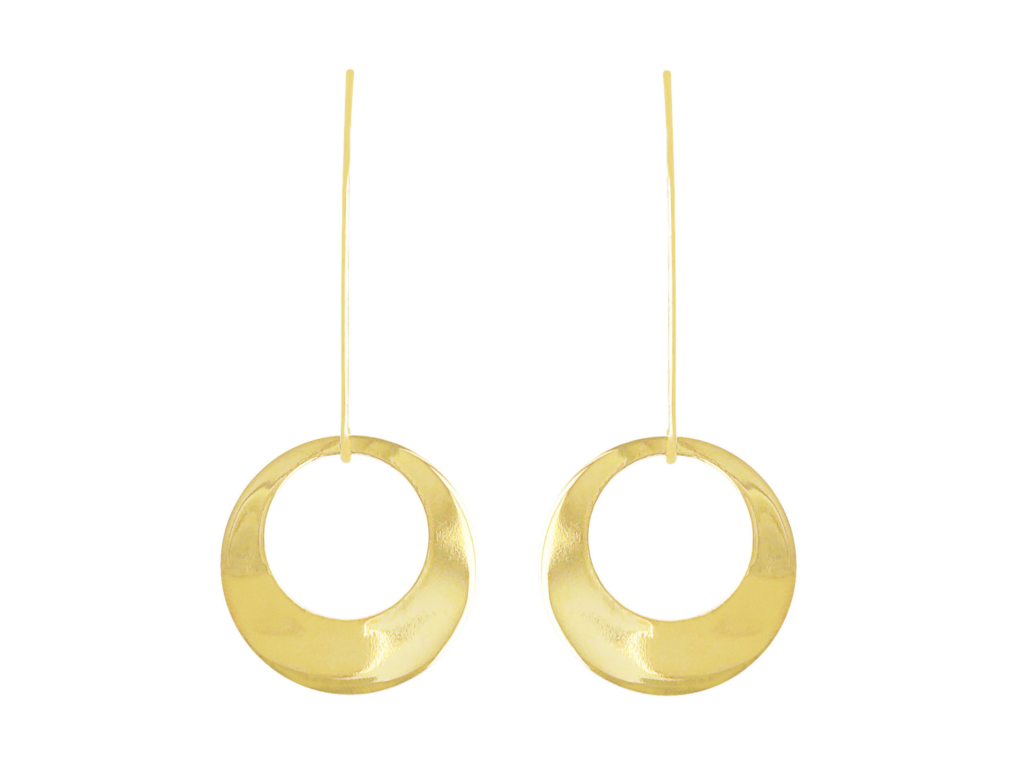 Boucles doreilles TAÏLA pendantes acier inoxydable doré or pendentif rond graphique minimaliste