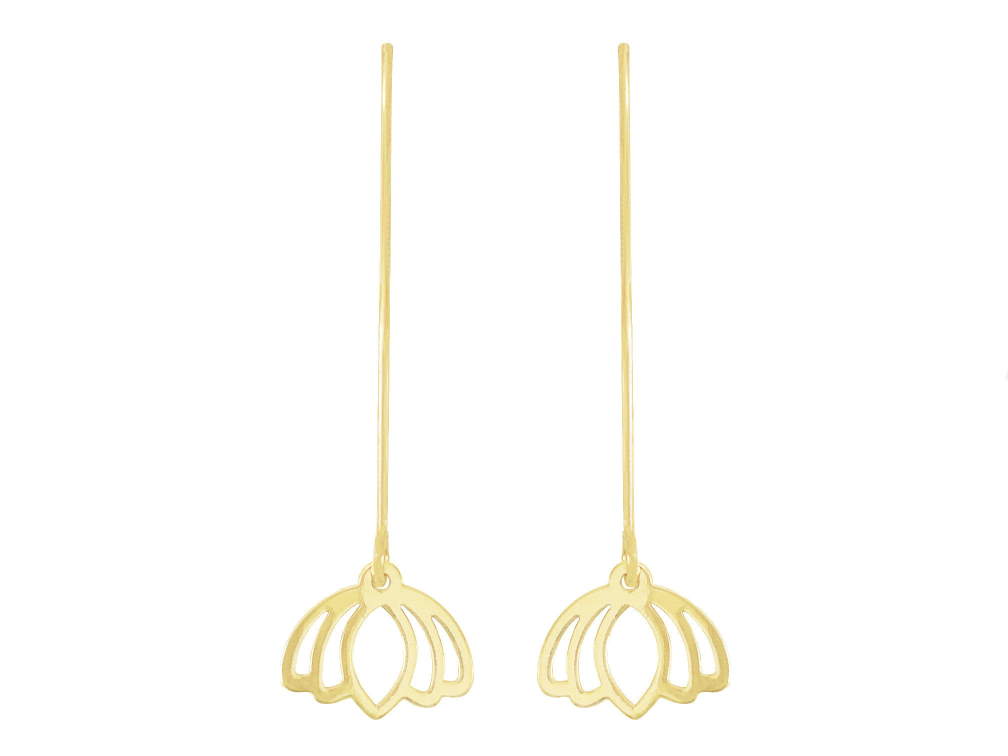 Boucles doreilles TASSADITE pendantes acier inoxydable doré or pendentif fleur de lotus minimaliste