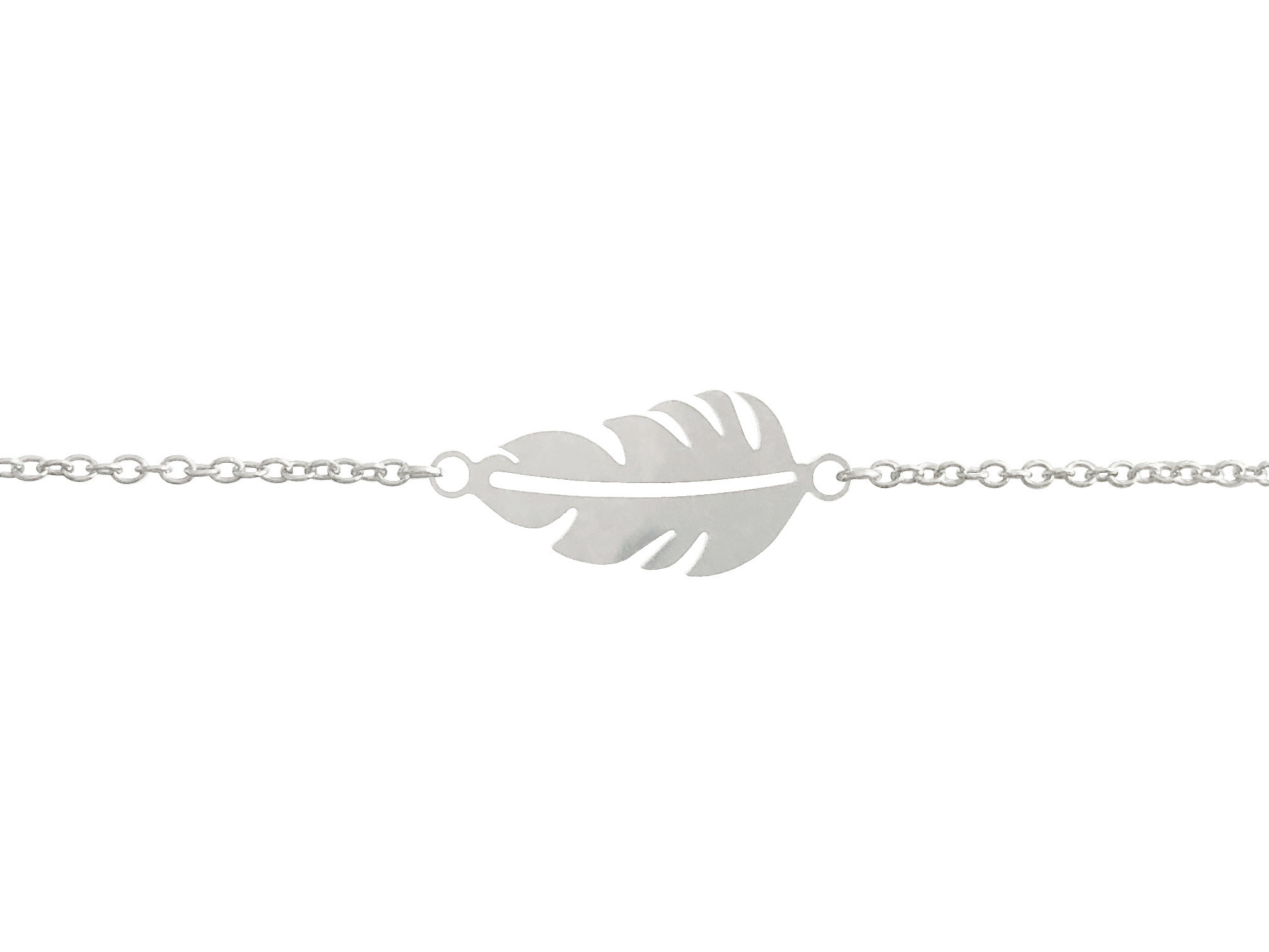 Bracelet ALAOUIA en acier inoxydable argenté connecteur plume-minimaliste-bohème - MARJANE et Cie