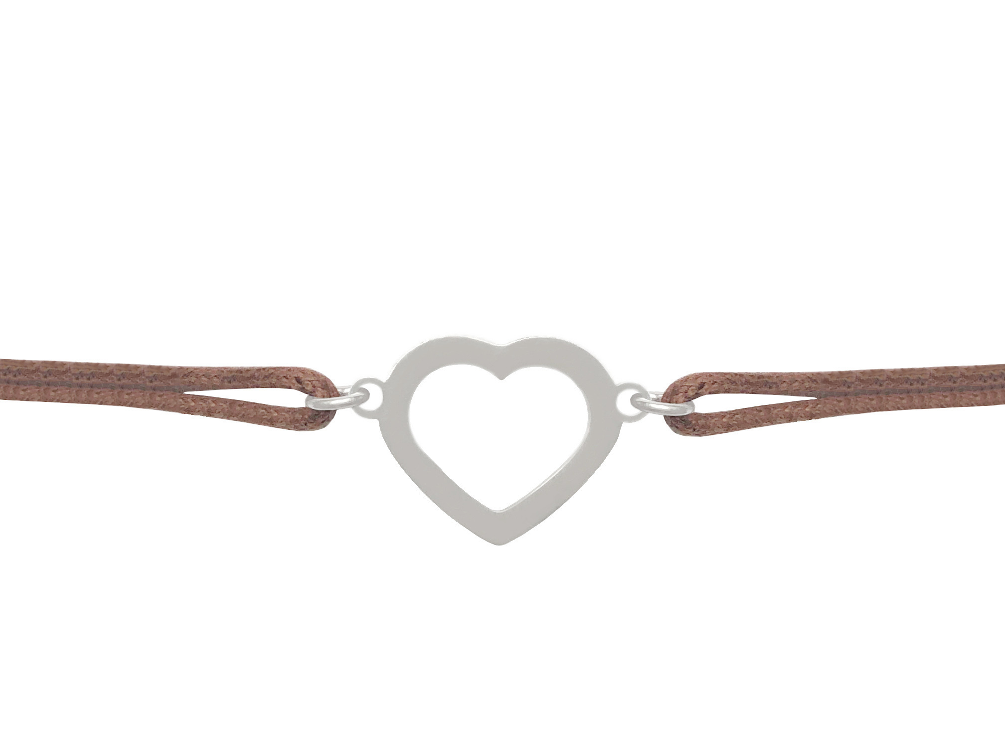 Bracelet KHEIRA5 cœur en acier inoxydable argent et cordon de coton ciré de couleur-minimaliste - MARJANE et Cie