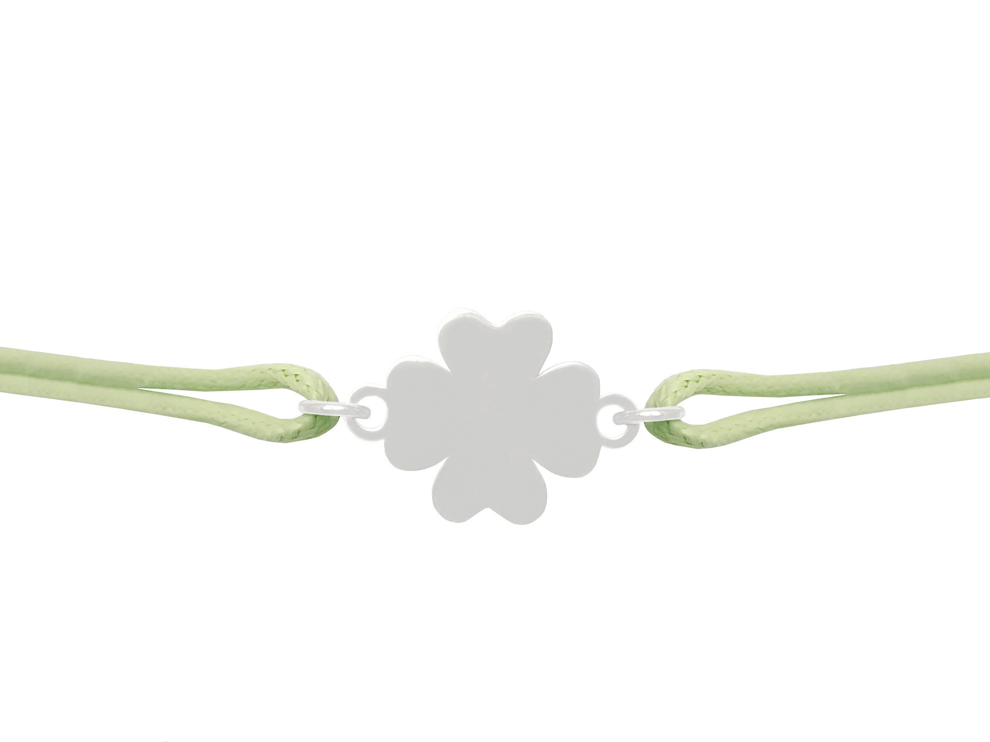 Bracelet KHEIRA6 trèfle à quatre feuilles en acier inoxydable argenté et cordon de coton ciré de couleur-minimaliste - MARJANE et Cie