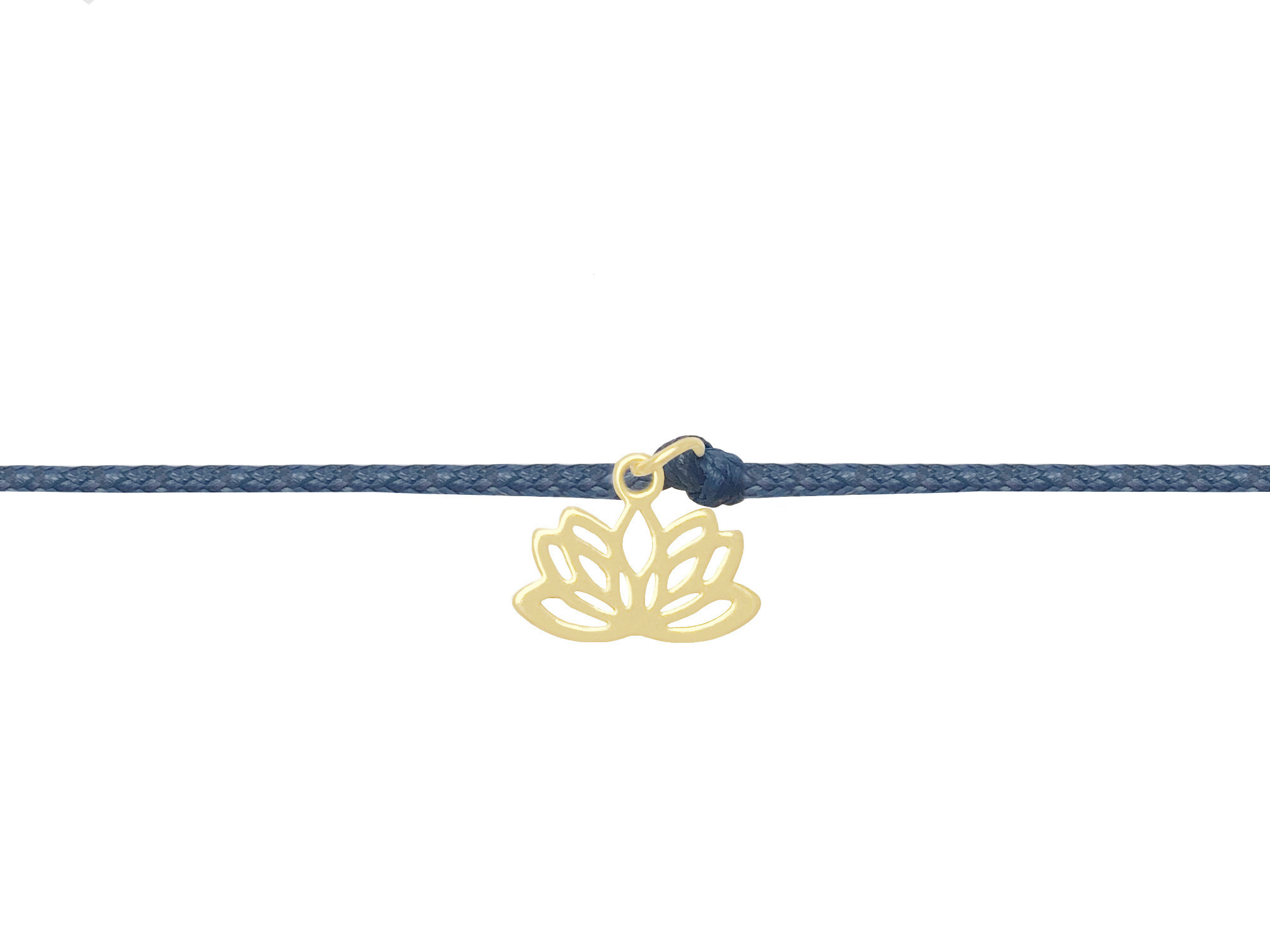 Bracelet BAHUN2 breloque fleur de lotus en acier inoxydable doré or et cordon de coton ciré de couleur-minimaliste - MARJANE et Cie