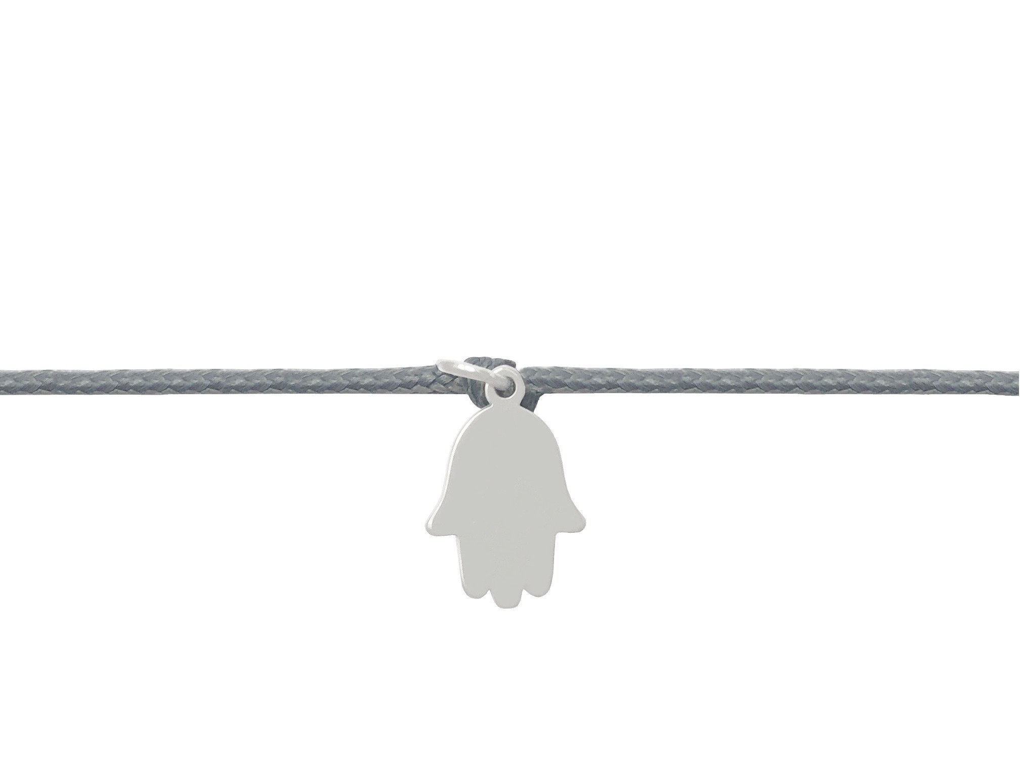 Bracelet EDALI7 breloque Main de Fatma Khamsa Hamsa en acier inoxydable argent et cordon de coton ciré de couleur-minimaliste - MARJANE et Cie