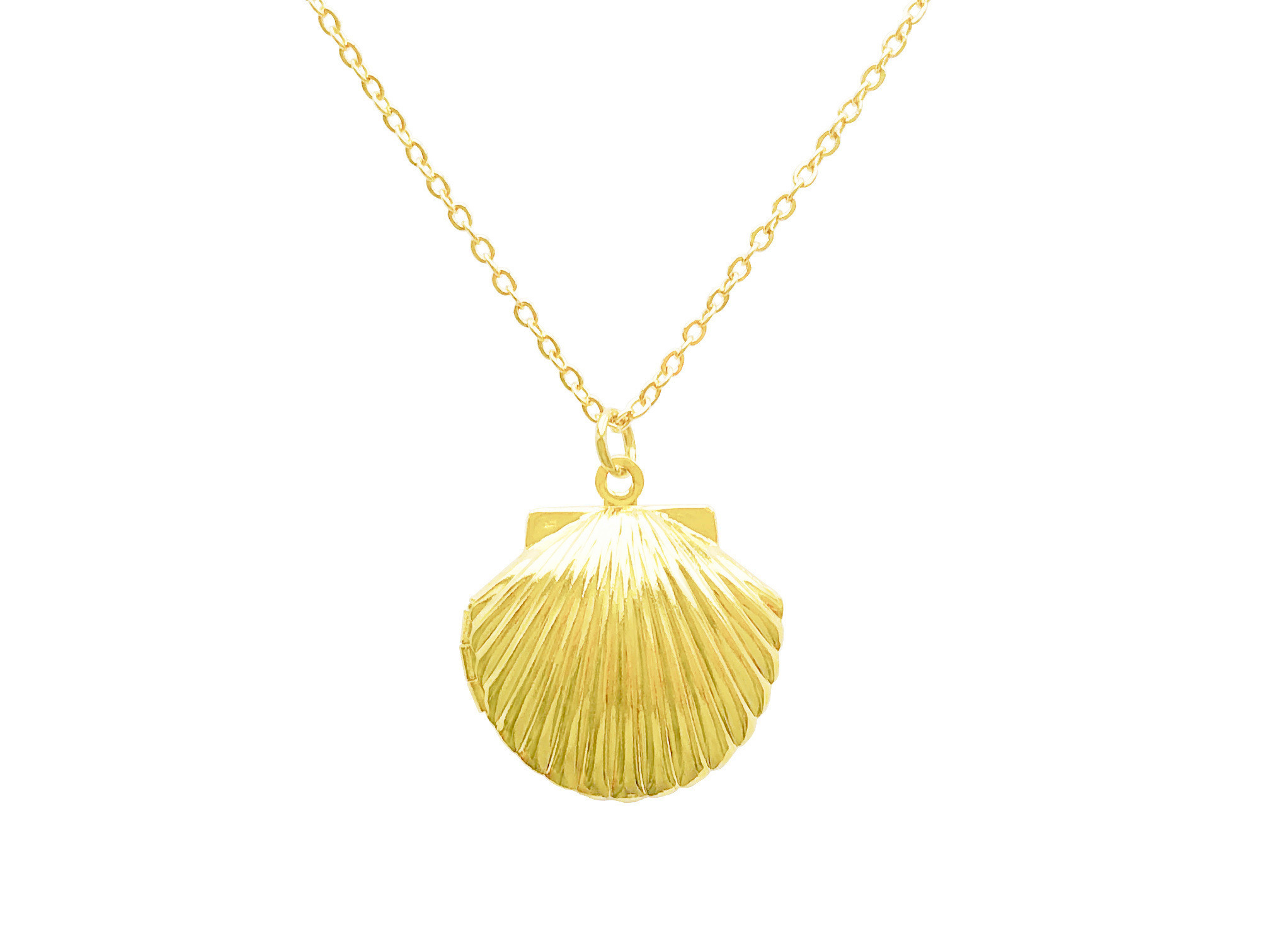 Collier ADILA doré à l’or fin grand médaillon coquillage photo-minimaliste-bohème - MARJANE et Cie