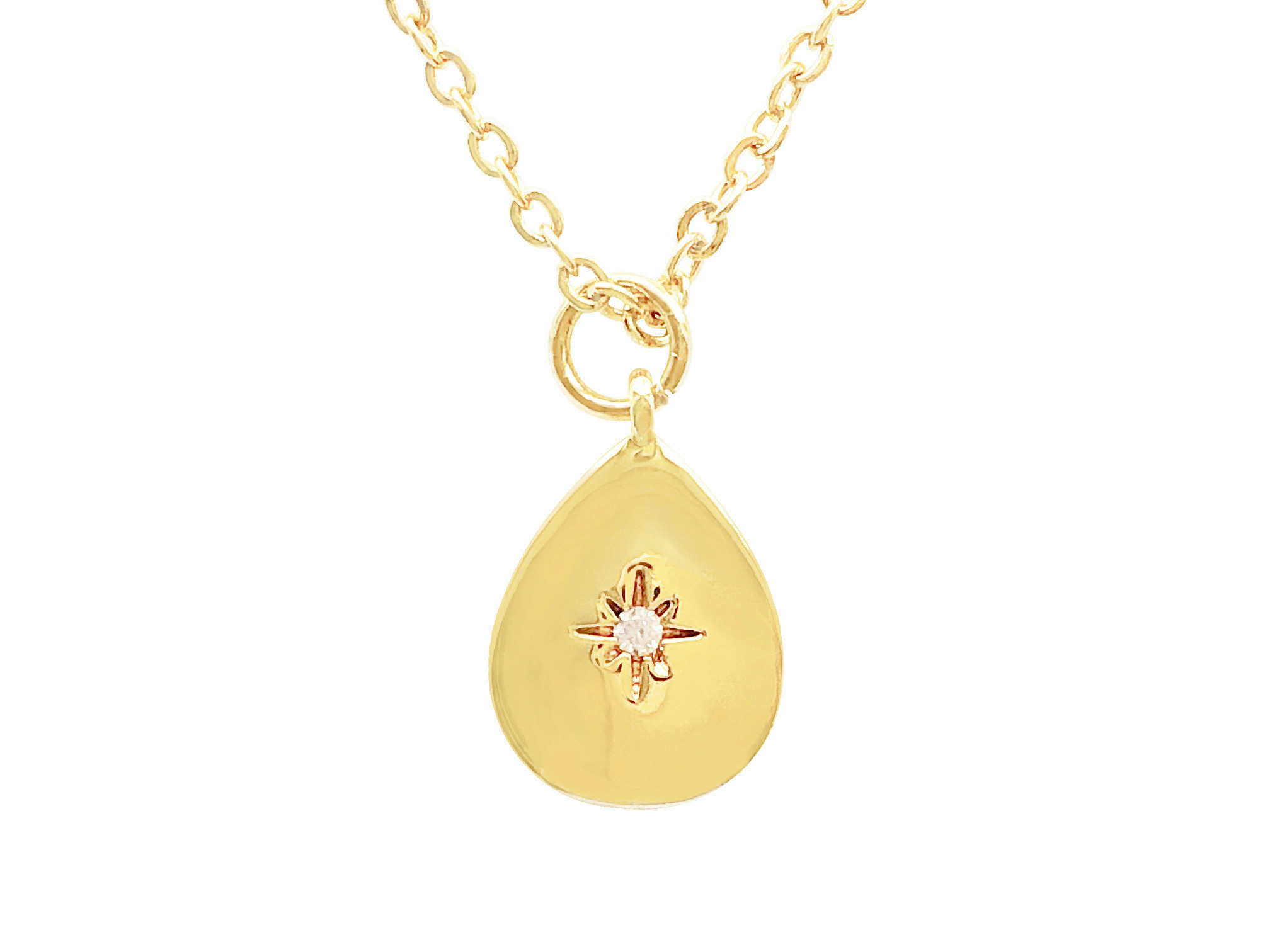 Collier AÏDA doré or pendentif goutte et zirconium-minimaliste-bohème-tendance