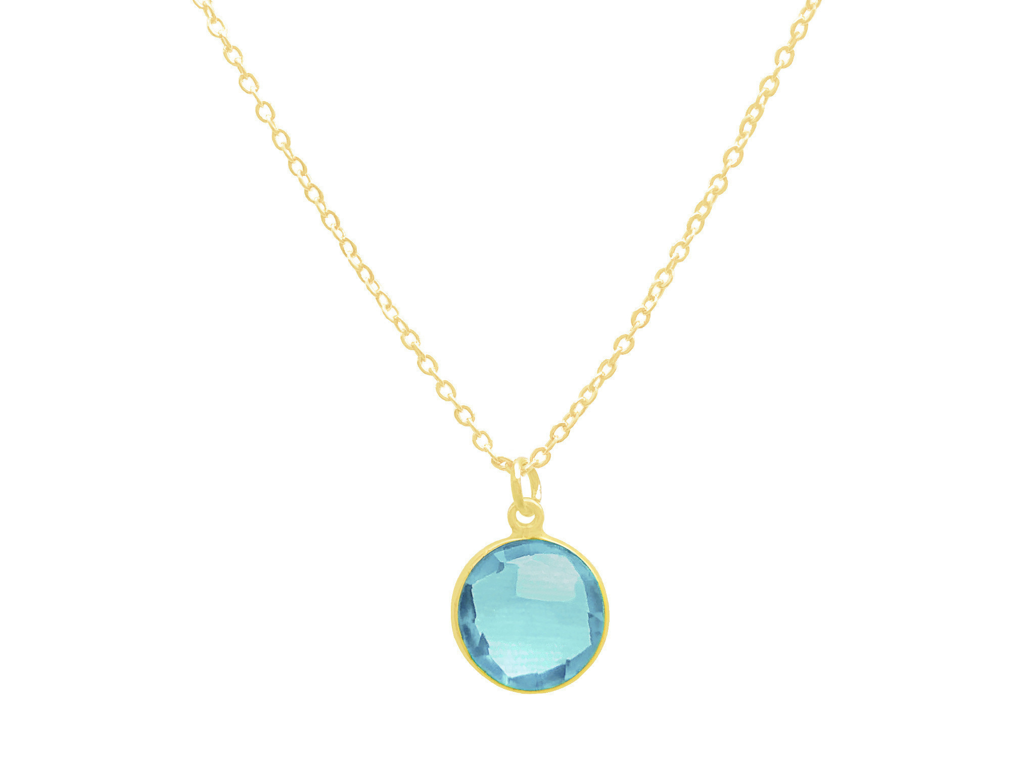 Collier JABIRA doré à l’or fin pendentif pierre naturelle semi-précieuse topaze bleue-minimaliste-bohème- MARJANE et Cie