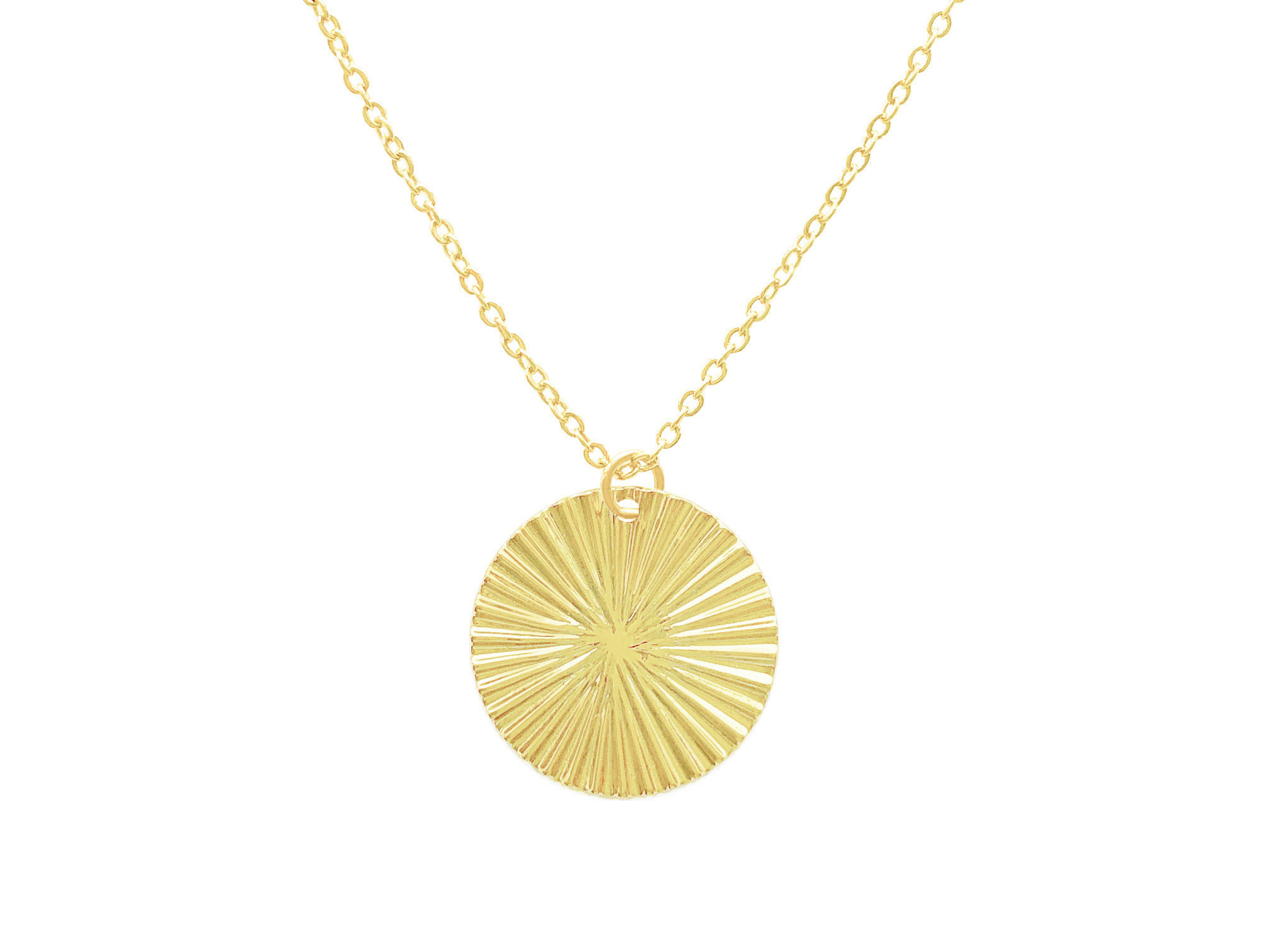 Collier CHEMSA doré à l’or fin pendentif médaille soleil-minimaliste-bohème - MARJANE et Cie